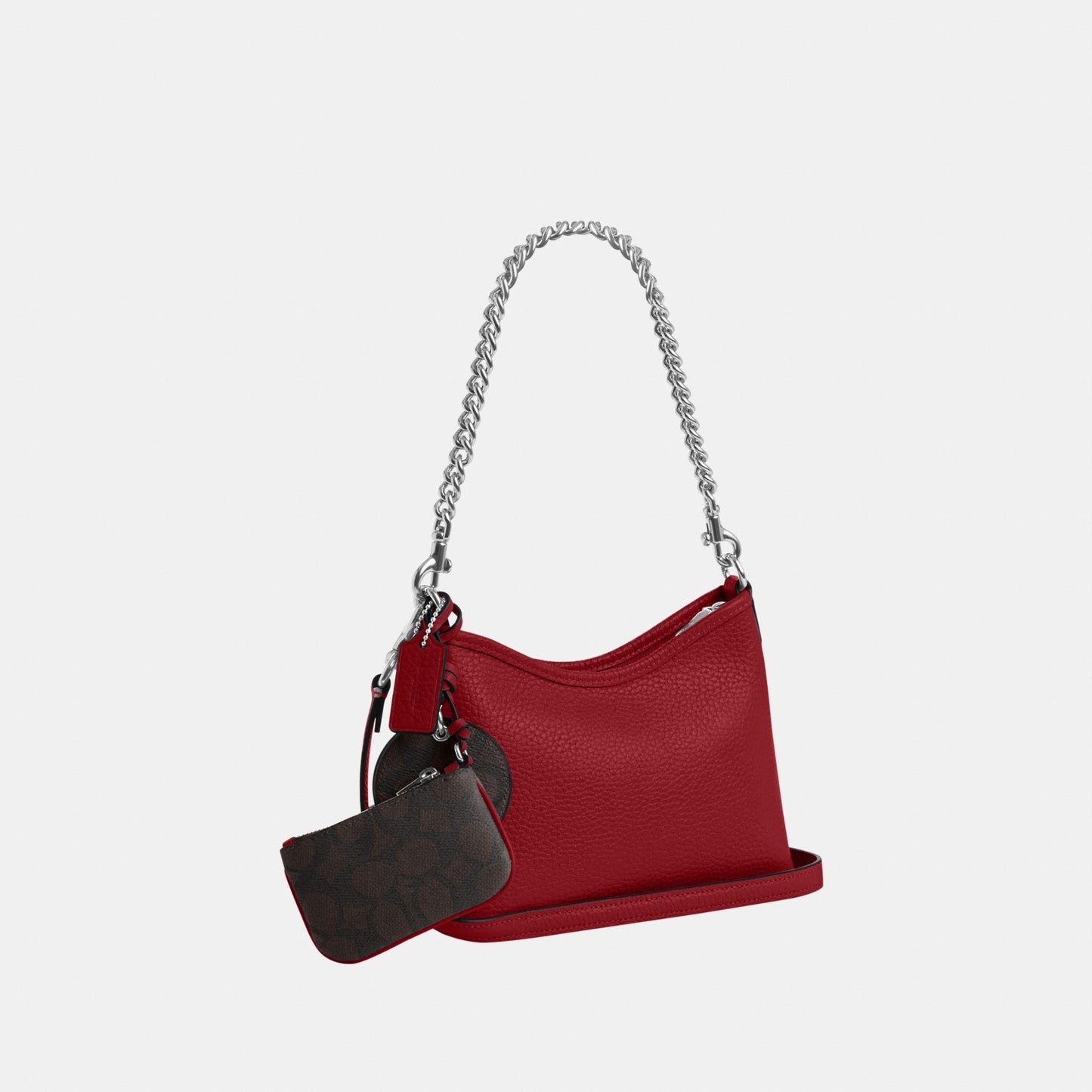 CBI06-Laurel Small Shoulder Bag With Mirror Charm And Pouch-Sv/Dark Cardinal/Walnut