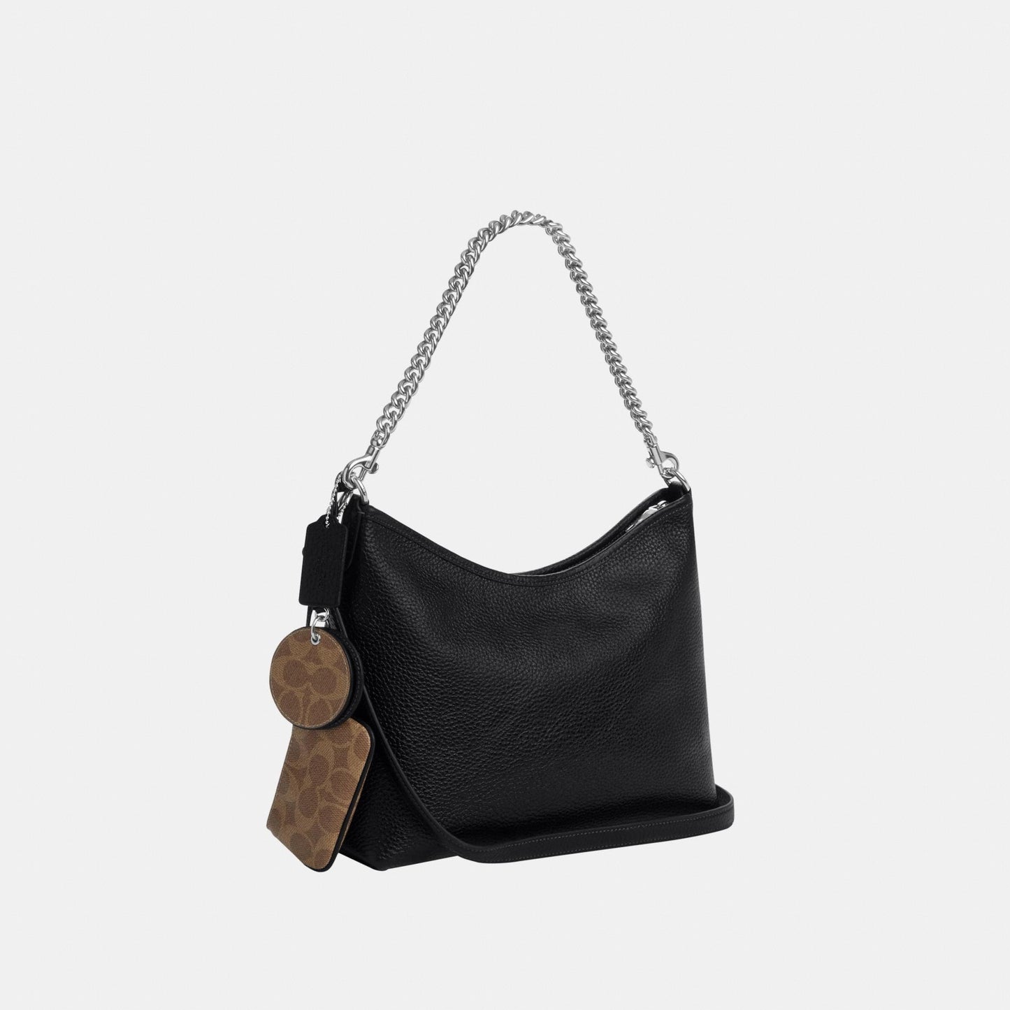 CBI94-Laurel Shoulder Bag With Mirror Charm And Pouch-Sv/Black/Tan
