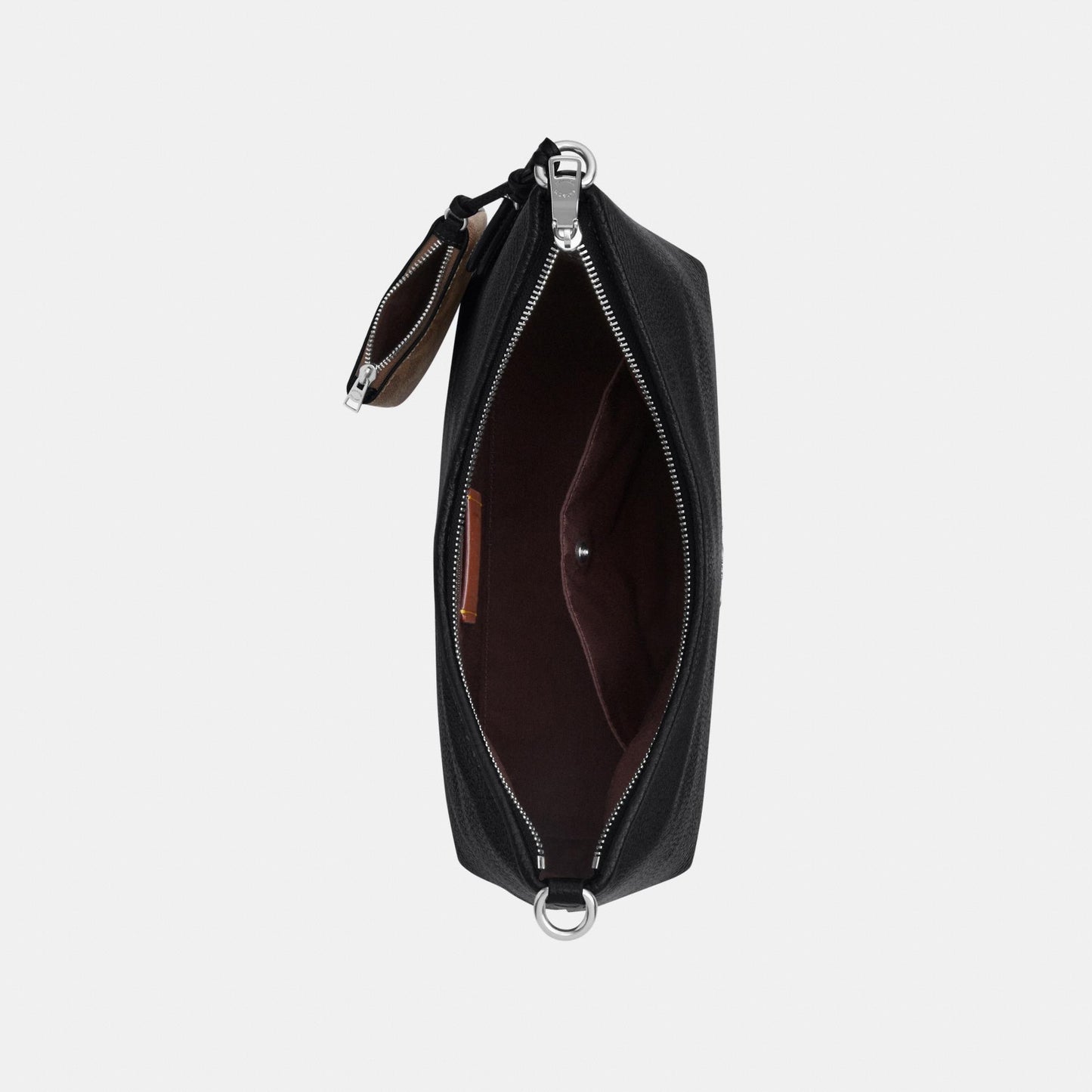 CBI94-Laurel Shoulder Bag With Mirror Charm And Pouch-Sv/Black/Tan