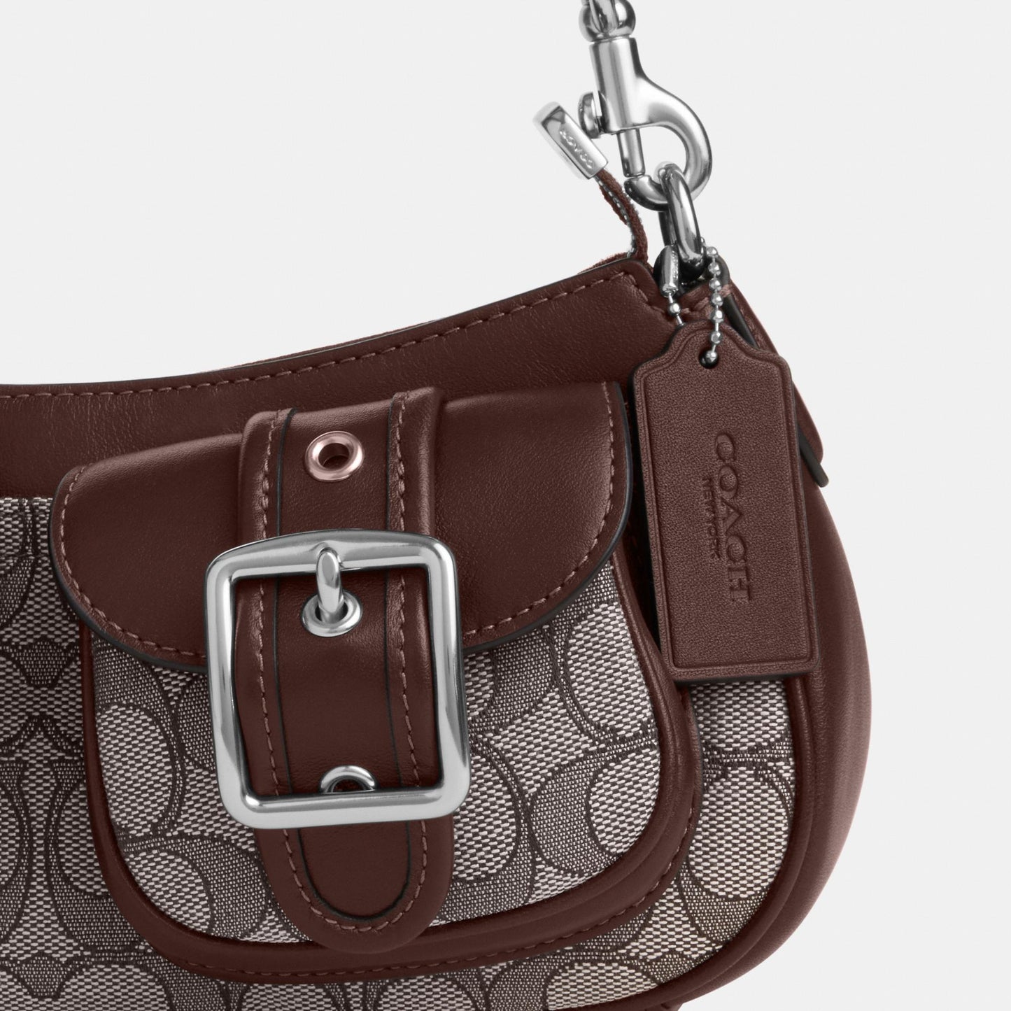 CBJ00-Ashton Shoulder Bag in Signature Jacquard-Sv/Oak/Maple