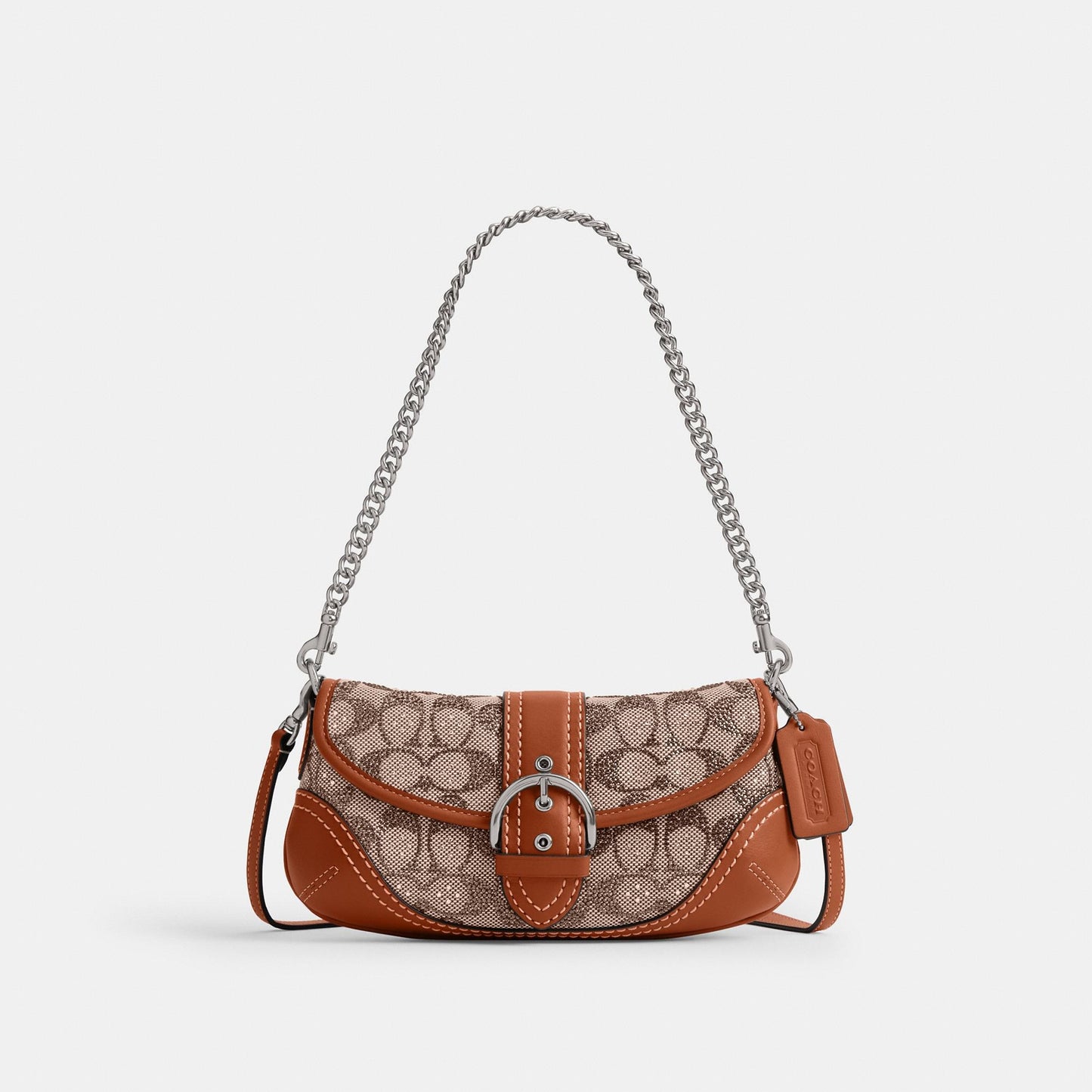 CBJ65-Soho Bag 25 In Crystal Signature Jacquard-Lh/Burnished Amber