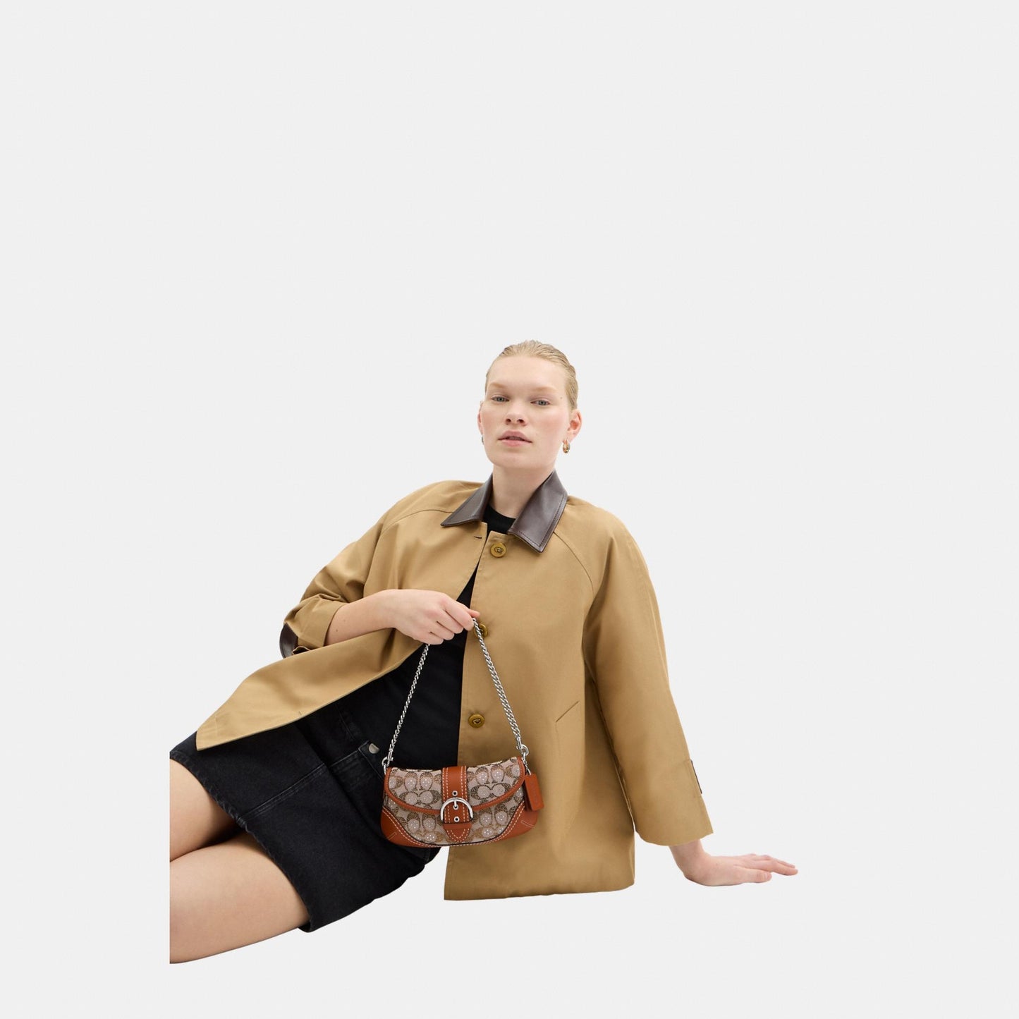 CBJ65-Soho Bag 25 In Crystal Signature Jacquard-Lh/Burnished Amber