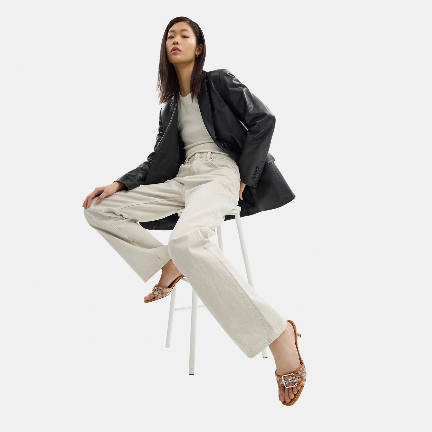 CBO40-Margot Sandal In Crystal Signature Jacquard-Burnished Amber