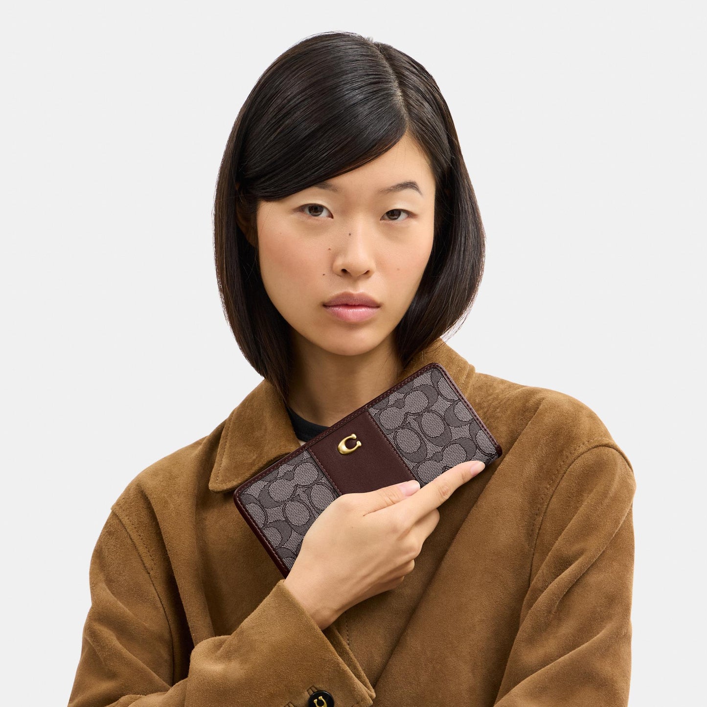 CCC98-Essential Slim Wallet in Signature Jacquard-B4/Oak Maple