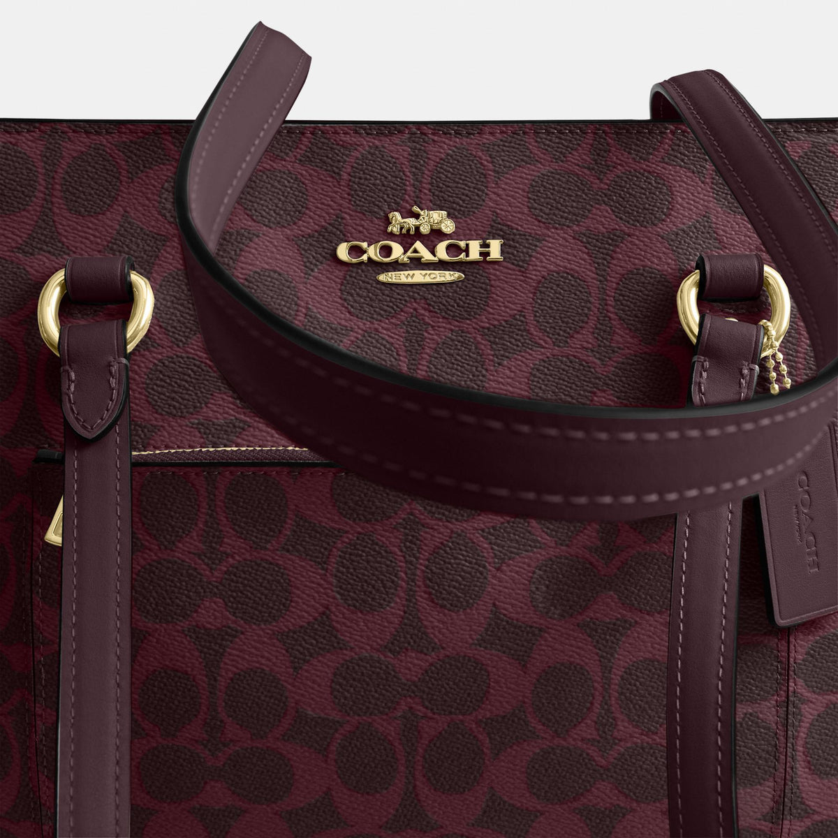 CCD69-Station Tote Bag in Signature Canvas-Im/Black Currant