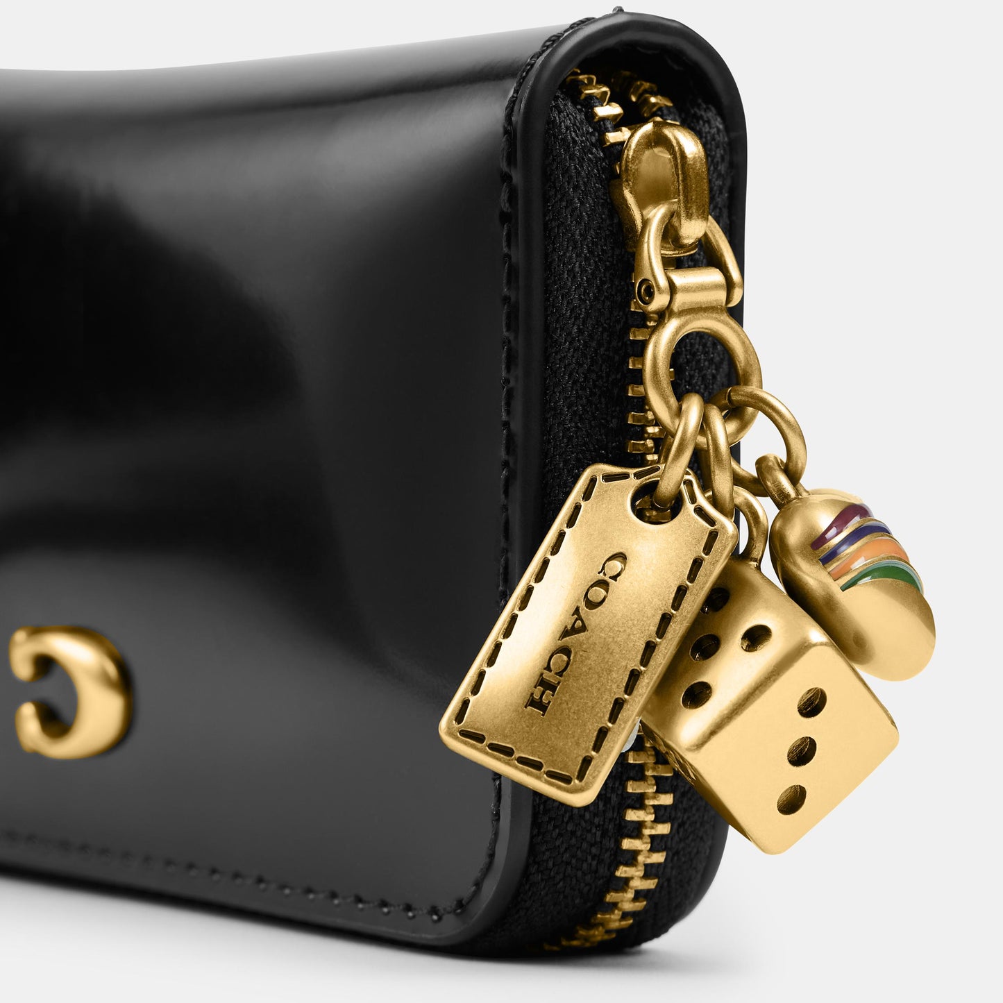 CCD82-Essential Small Zip Around Wallet with Charms-B4/Black