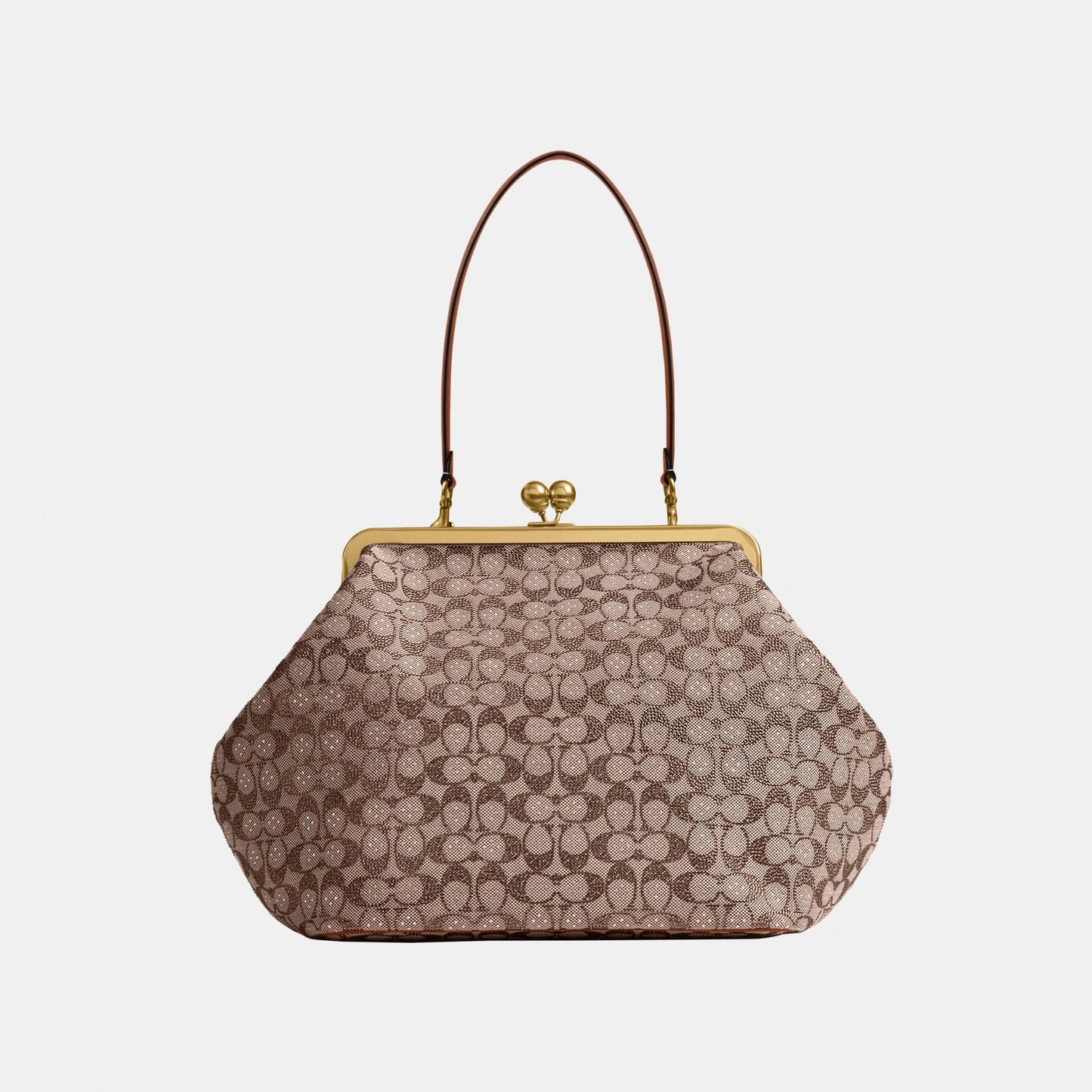CCE08-Large Kisslock Frame Bag In Crystal Signature Jacquard-B4/Burnished Amber
