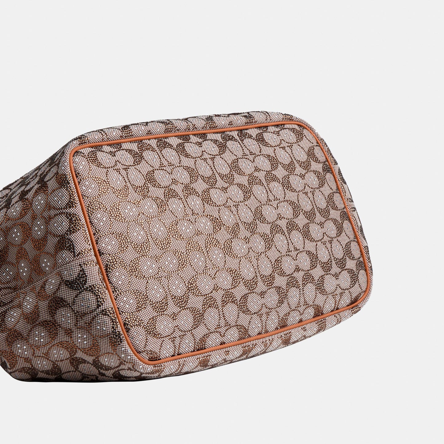 CCE08-Large Kisslock Frame Bag In Crystal Signature Jacquard-B4/Burnished Amber