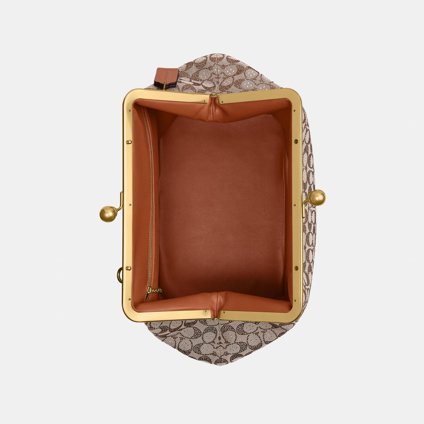 CCE08-Large Kisslock Frame Bag In Crystal Signature Jacquard-B4/Burnished Amber
