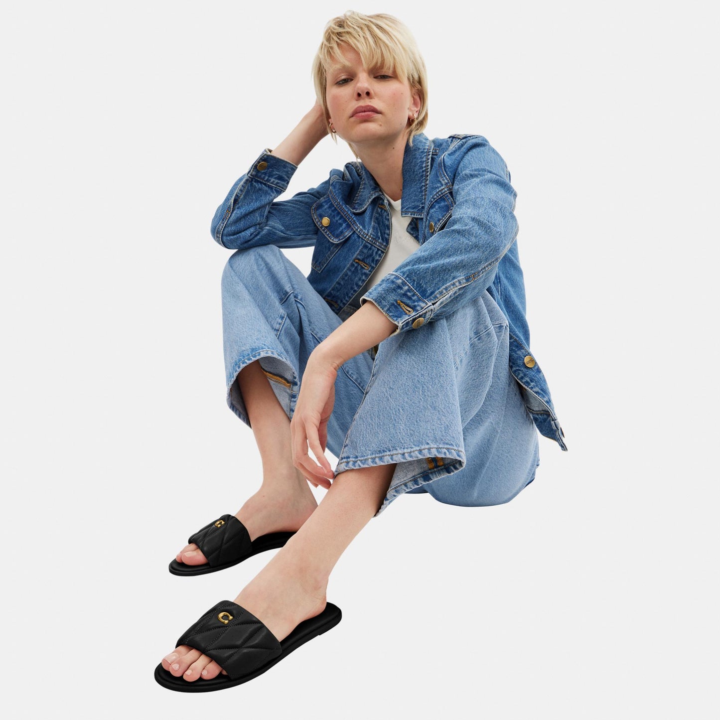 CCM04-Holly Sandal with Quilting-Black
