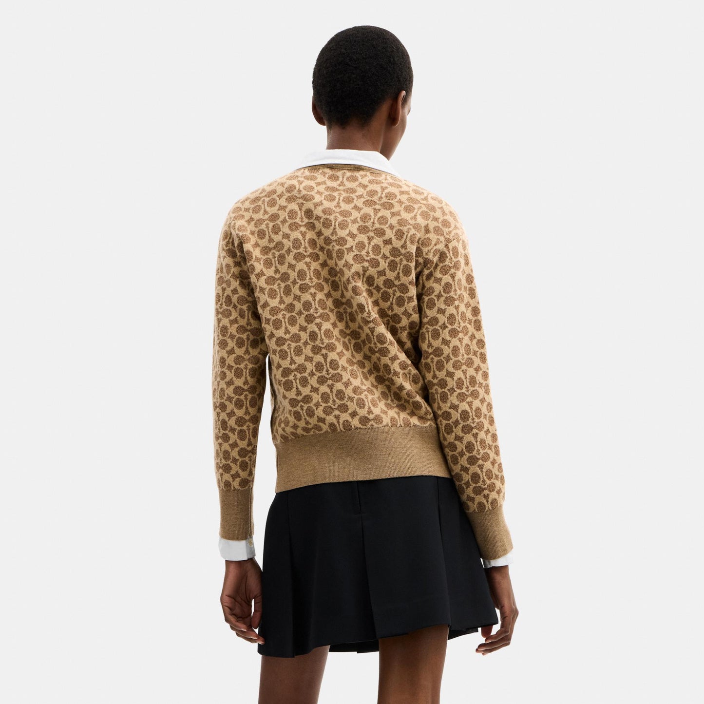 CCN37-Signature Relaxed V-Neck Cardigan-Tan Signature