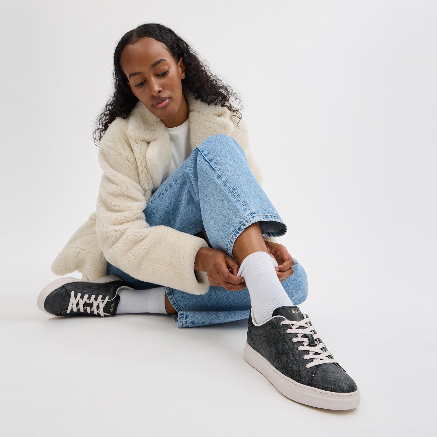 CCN67-High Line Sneaker in Signature Canvas-Charcoal/Black