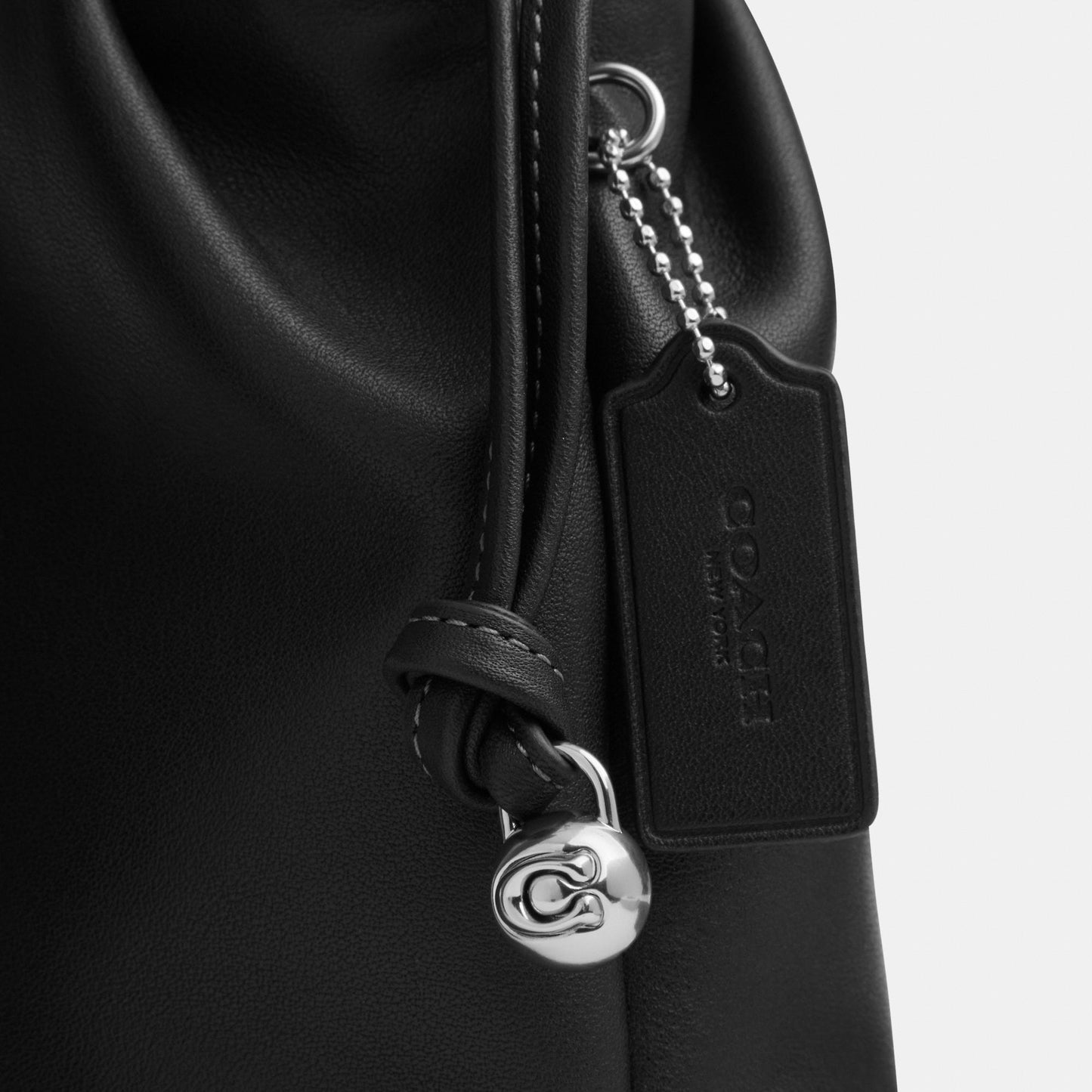 CDB67-Faye Mini Drawstring Bag with Ruching-Sv/Black