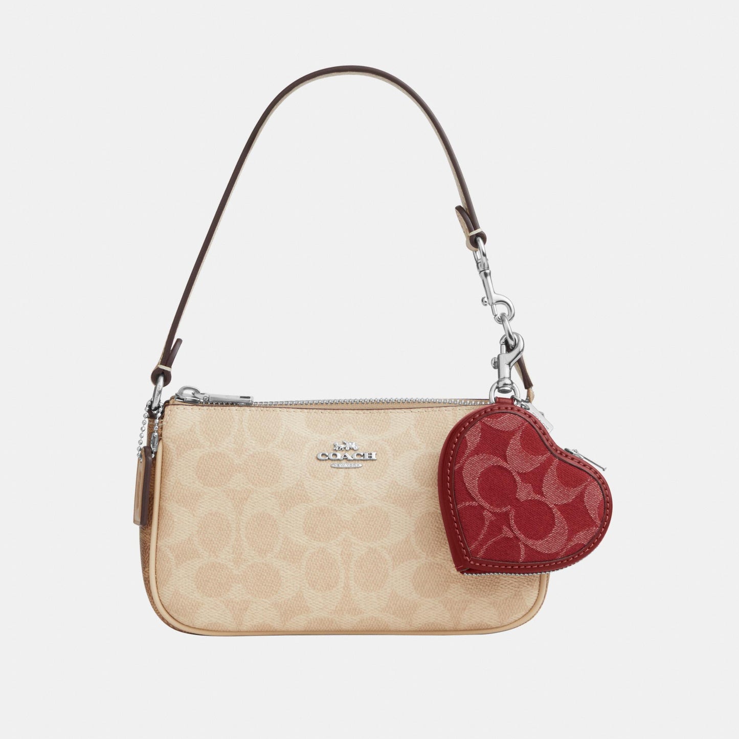 CDC91-Heart Bag Charm in Signature Denim-Sv/True Red