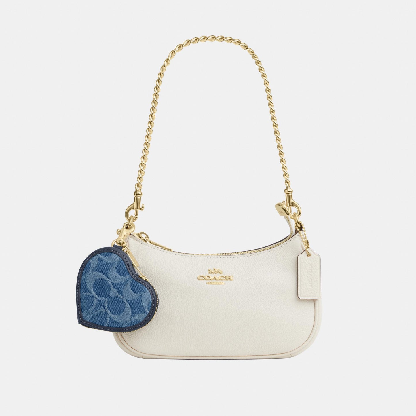 CDF55-Heart Bag Charm in Signature Denim-Im/Indigo