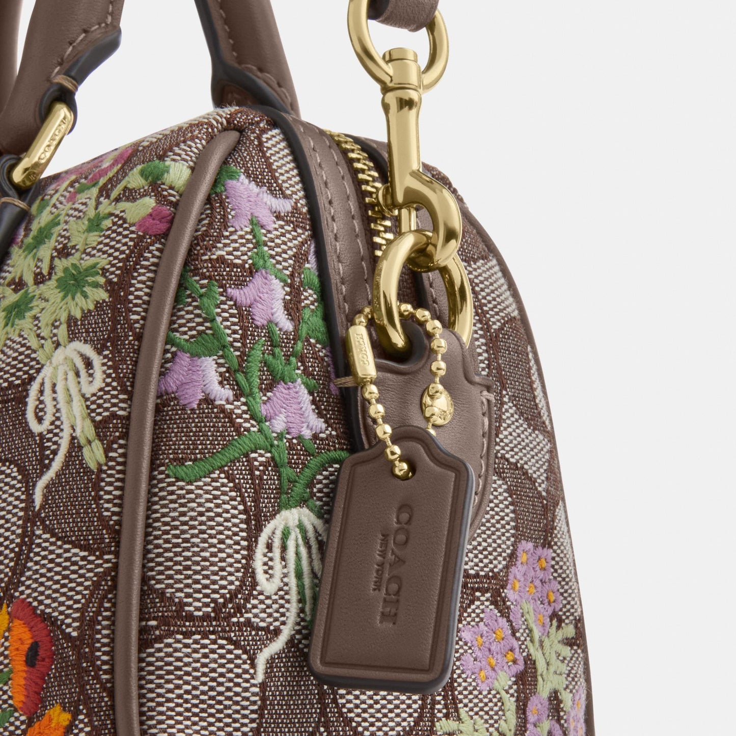 CDY31-Mini Rowan Crossbody Bag in Signature Jacquard with Floral Embroidery-Im/Oak Multi