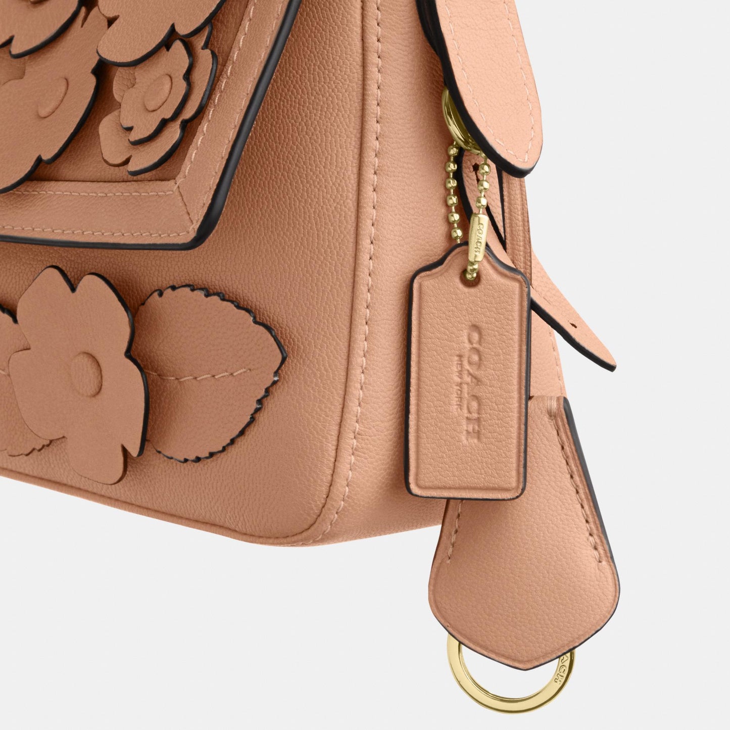 CDY43-Etta Small Flap Shoulder Bag in Floral Applique-Im/Light Pink