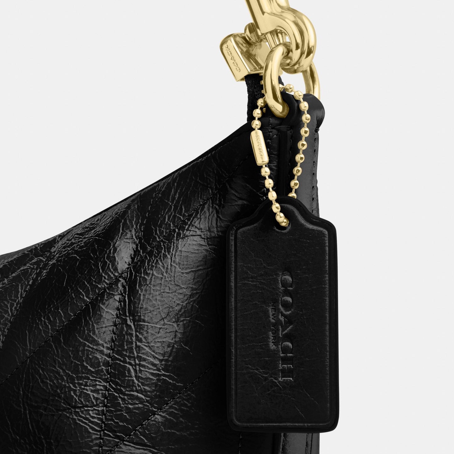 CDZ88-Caitlin Shoulder Bag in Glazed Leather with Quilting-Im/Black