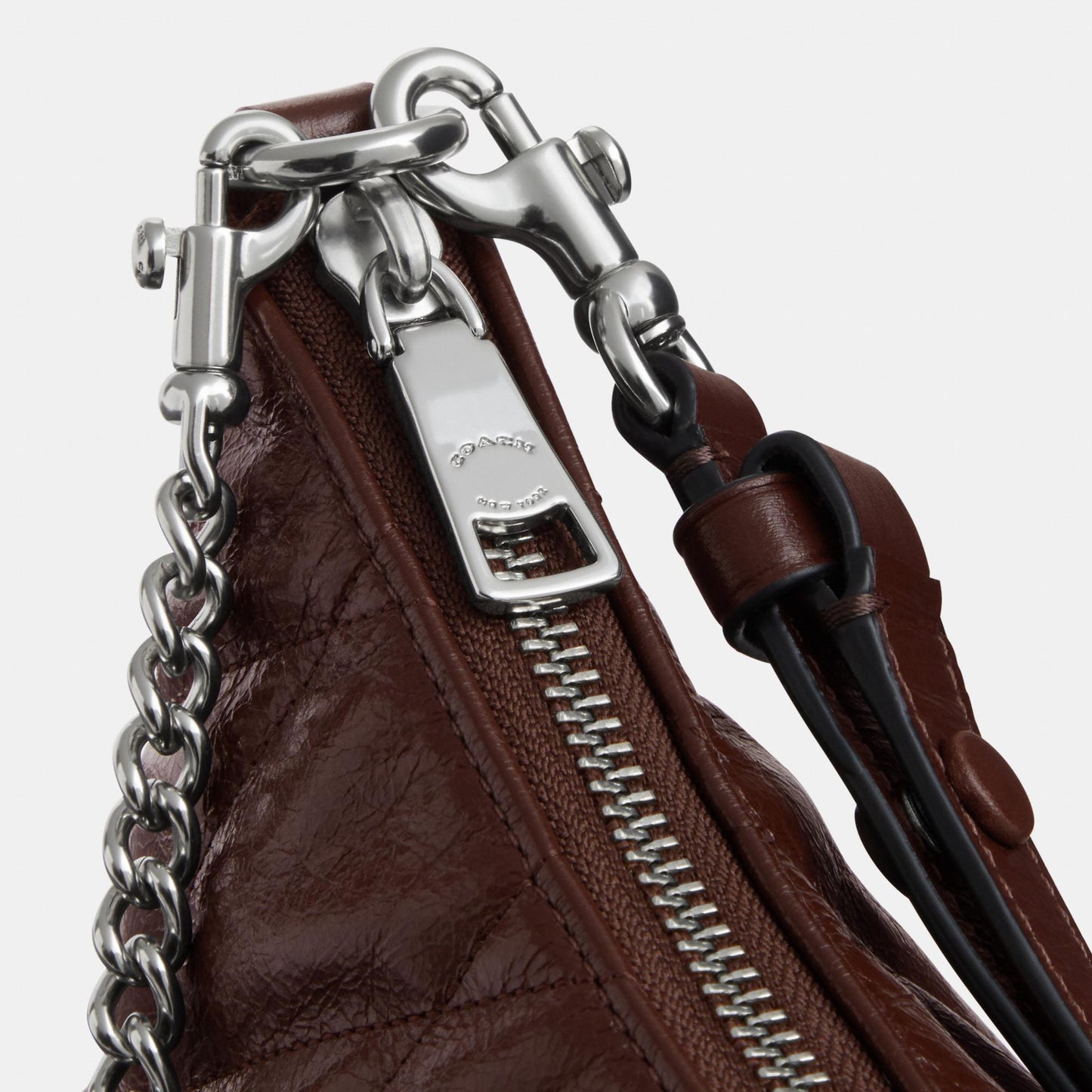 CDZ88-Caitlin Shoulder Bag in Glazed Leather with Quilting-Sv/Maple