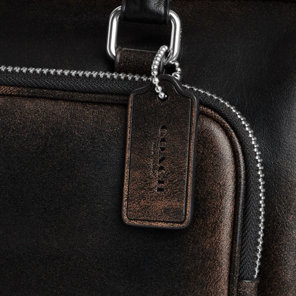 CES83-Rowan Satchel Bag With Pockets In Loved Leather-Sv/Black Brown