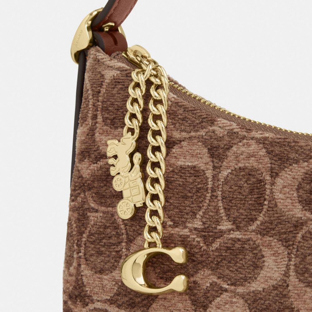 CFN74-Emeilia Shoulder Bag in Signature Chenille-Im/Light Khaki/Vintage Brown