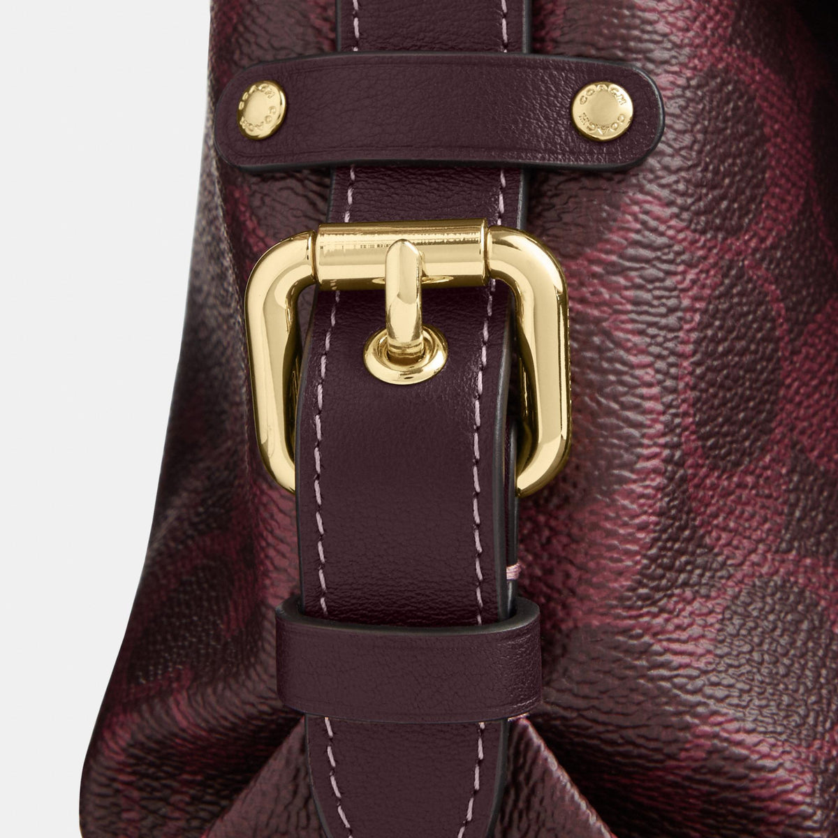 CFP26-Laurel Shoulder Bag 22 with Buckles in Signature Canvas-Im/Black Currant