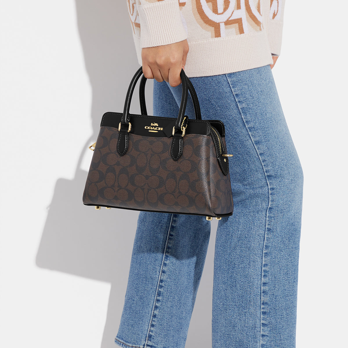 CH174-Mini Darcie Carryall In Signature Canvas-IM/Brown Black