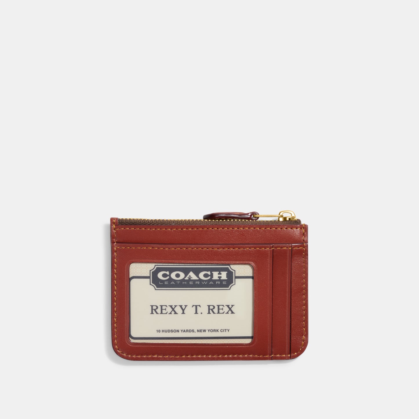 CI185-ESSENTIAL MINI ID CARD CASE IN SIGNATURE CANVAS-B4/Tan Rust