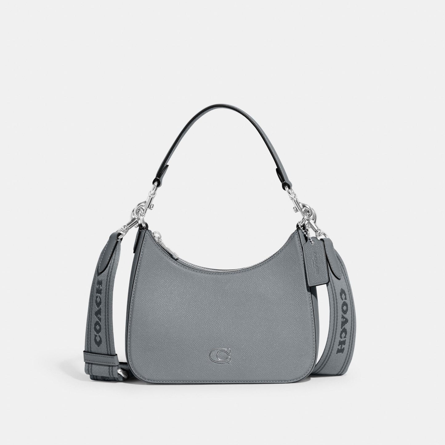 CJ842-Hobo Crossbody With Signature Canvas-Grey Blue