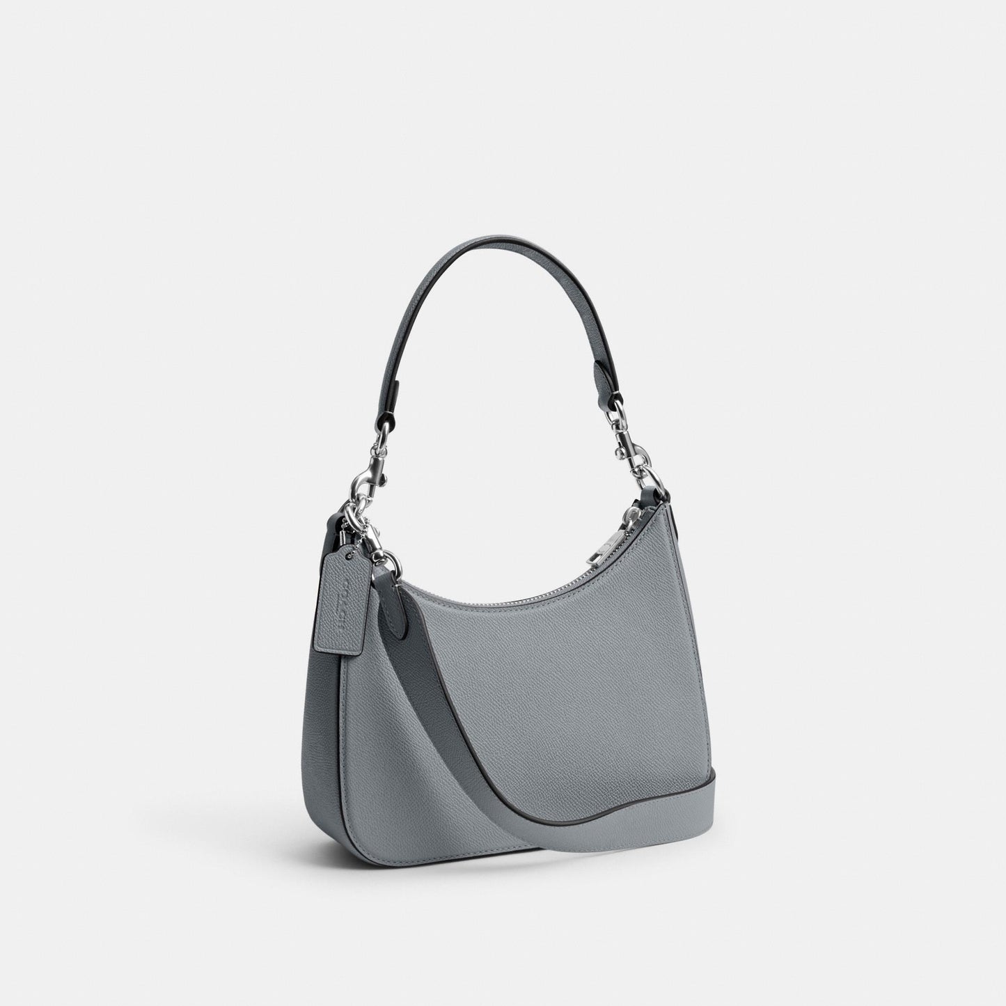 CJ842-Hobo Crossbody With Signature Canvas-Grey Blue