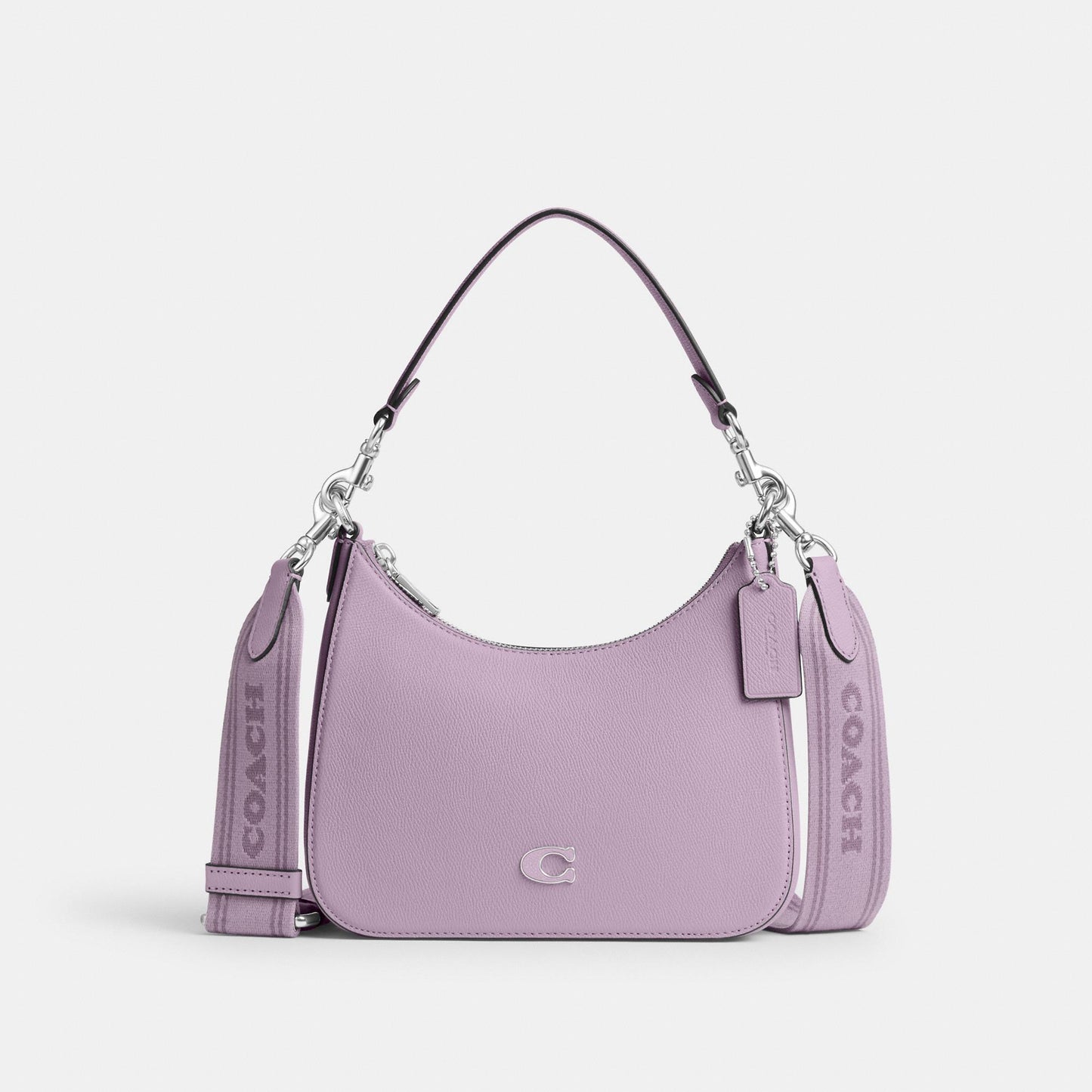 CJ842-Hobo Crossbody With Signature Canvas-Soft Purple