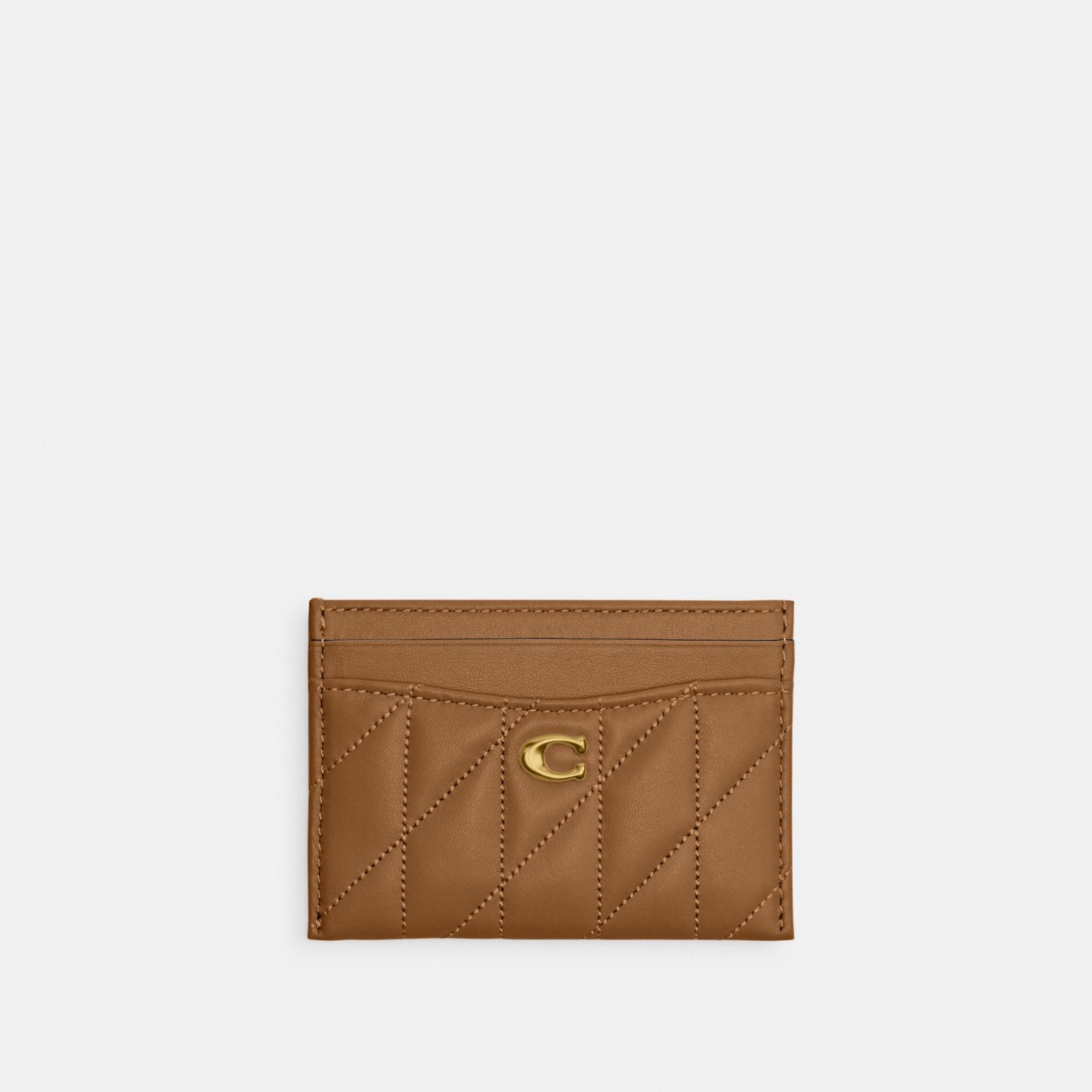 CM434-Essential Card Case With Pillow Quilting-B4/Honey Brown