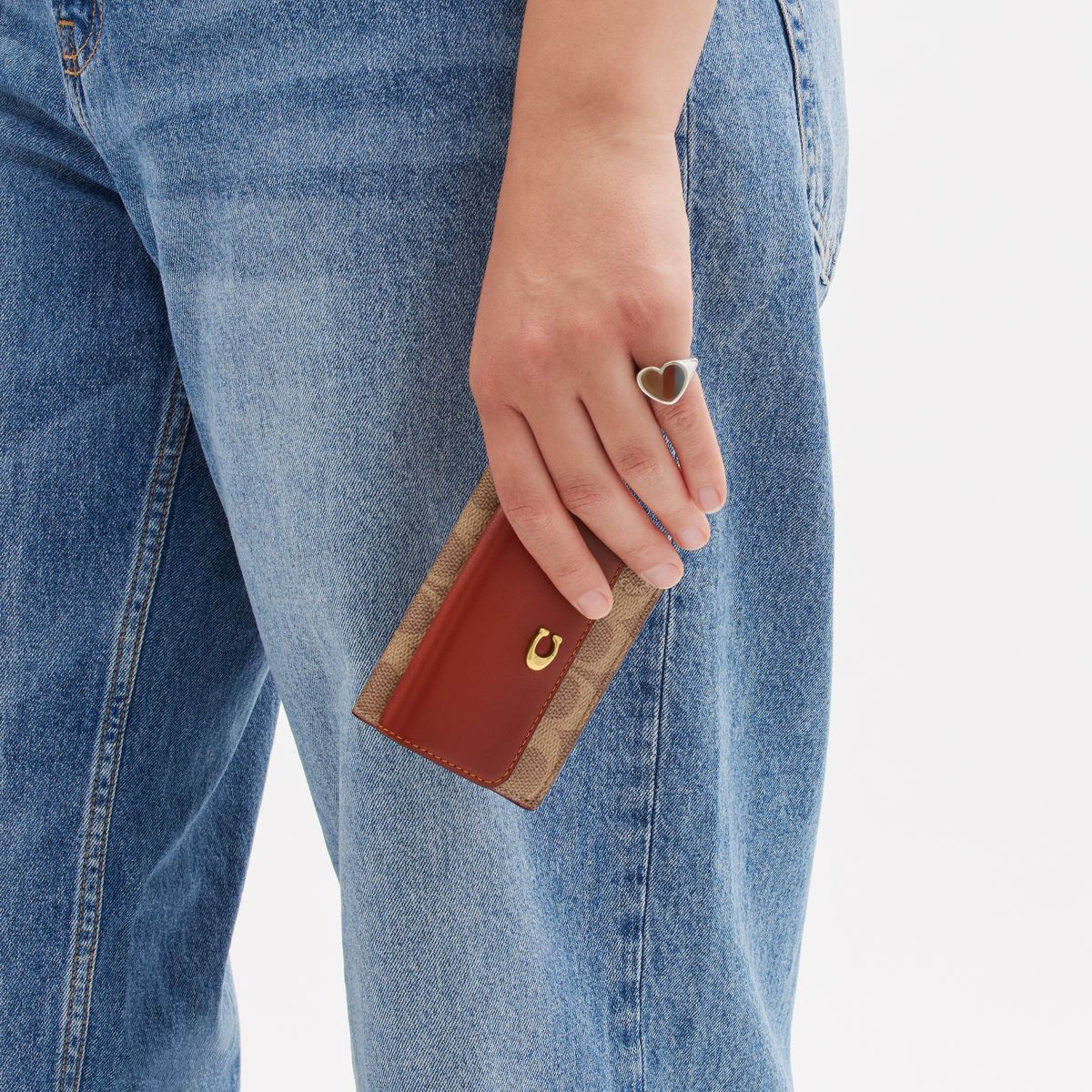 cm438-Mini Trifold Wallet In Signature Canvas-B4/Tan Rust