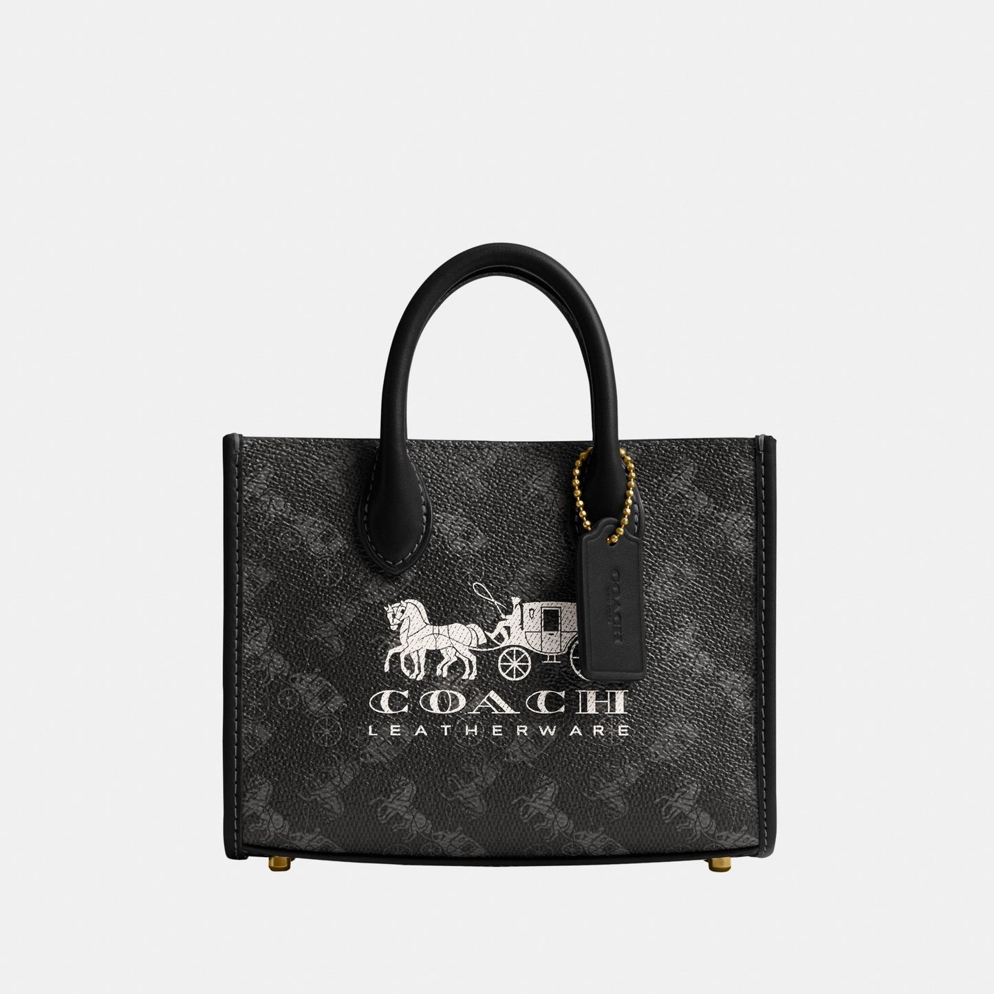 CT890-Ace Tote Bag 17 With Horse And Carriage Print-B4/Truffle Black