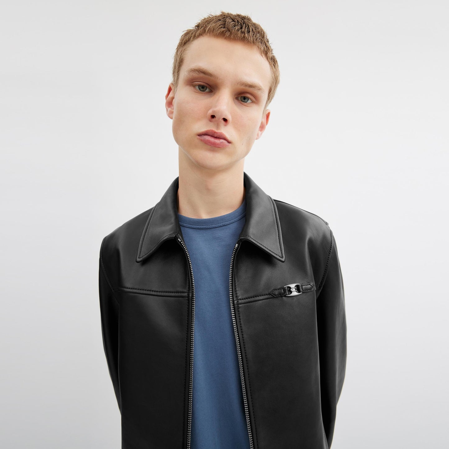 CU447-Heritage C Lightweight Leather Jacket-Black