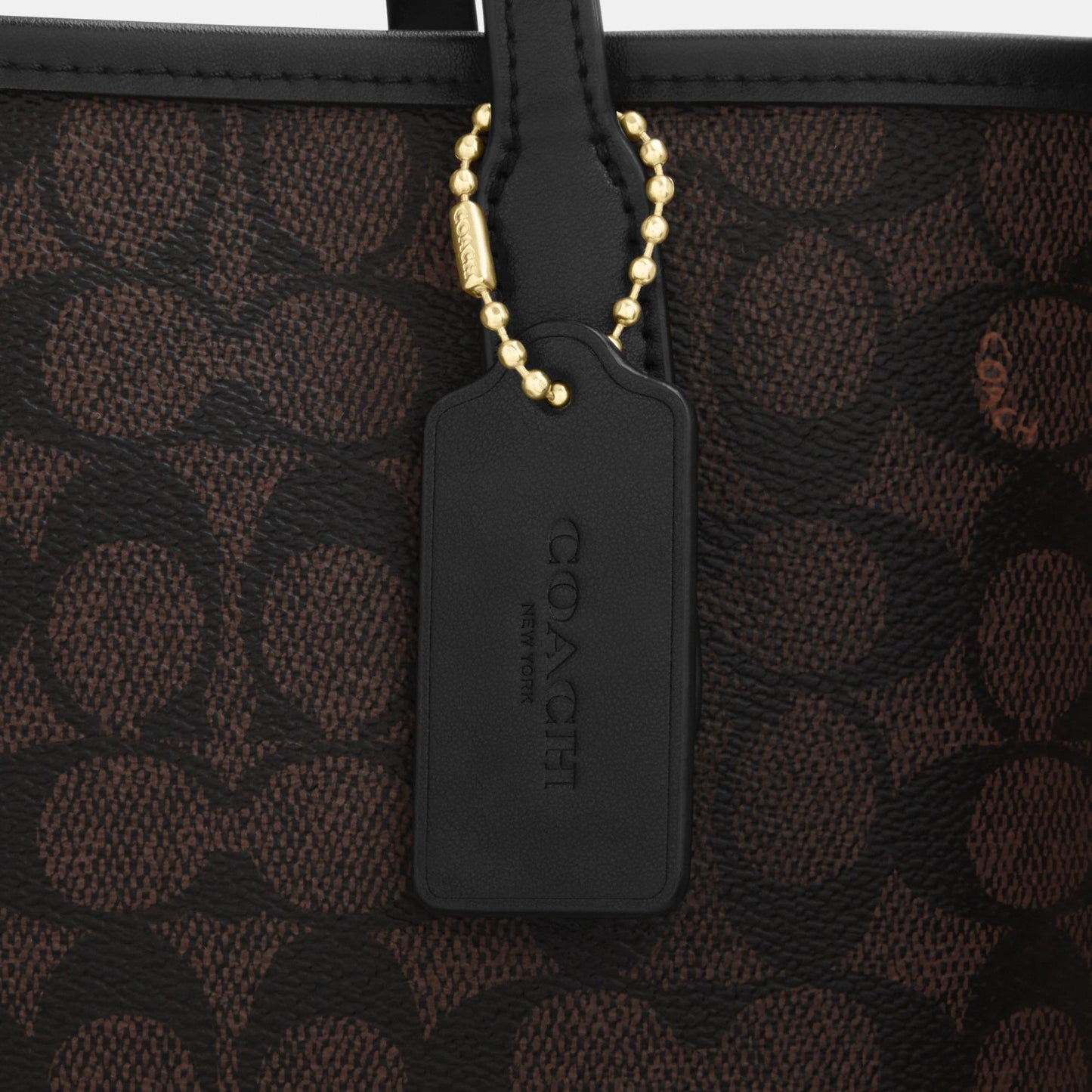 CV976-City Tote Bag in Signature Canvas-Im/Walnut/Black