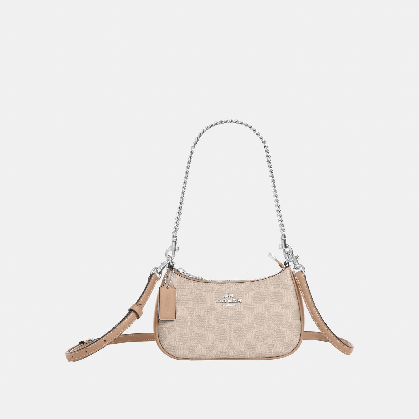 CW323-Teri Mini Crossbody Bag in Signature Canvas-Sv/Sand/Taupe