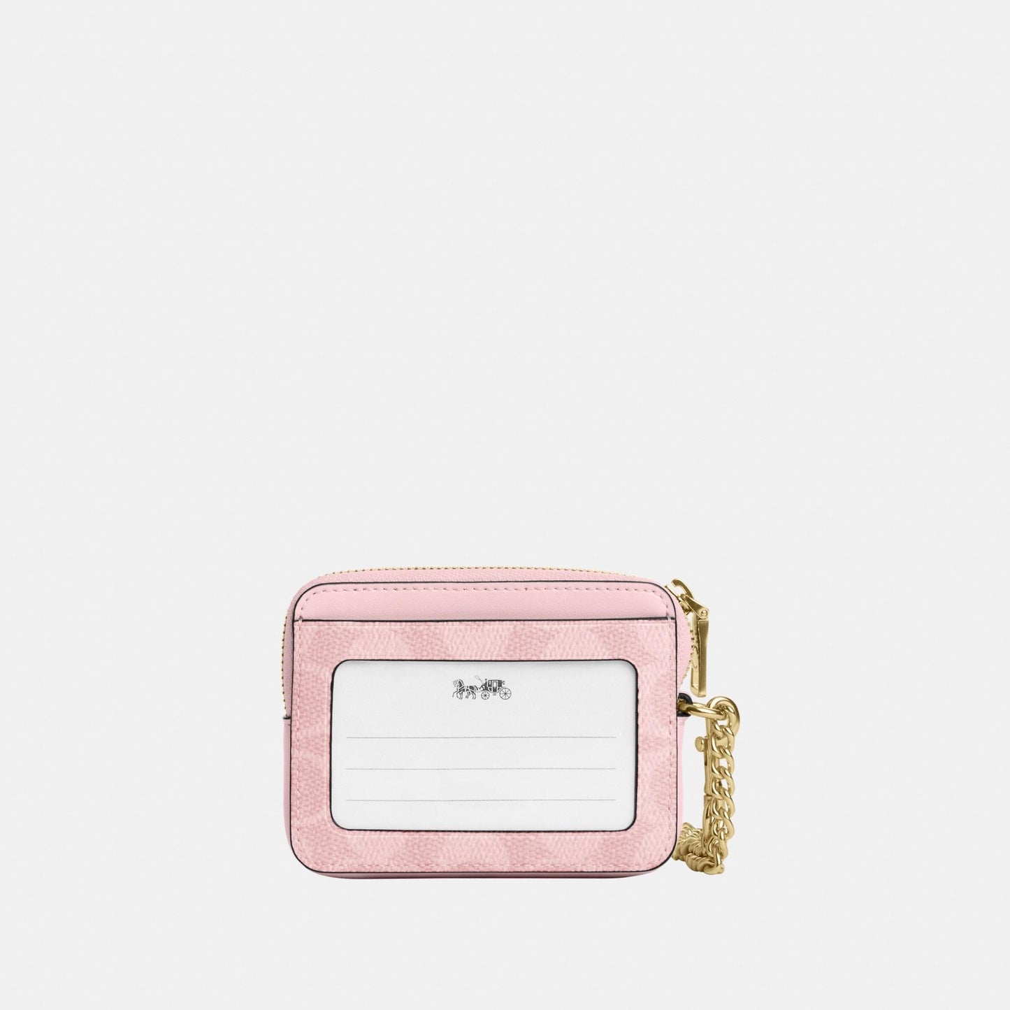 CW883-ZIP CARD CASE IN SIGNATURE CANVAS-IM/Powder Pink
