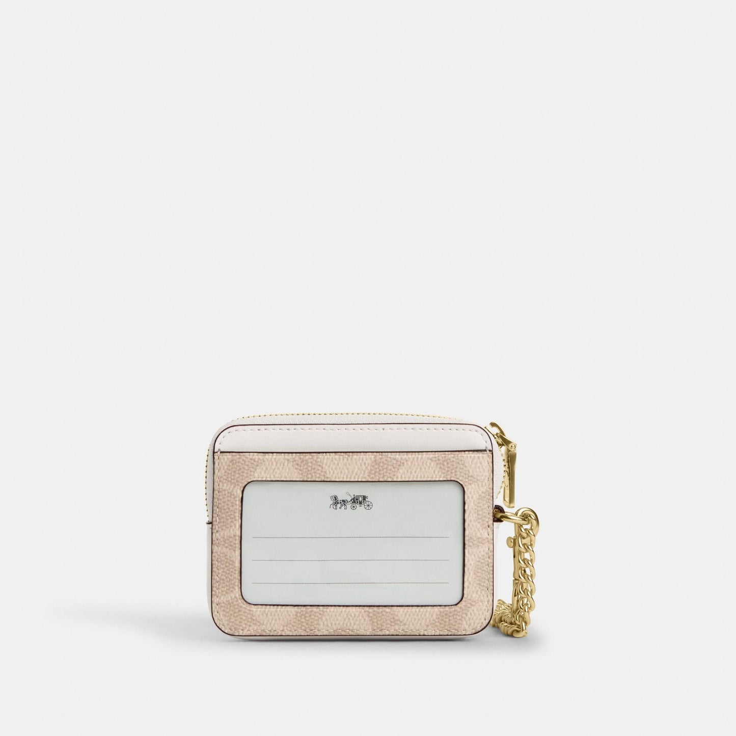 CW883-ZIP CARD CASE IN SIGNATURE CANVAS-IM/Sand/Chalk