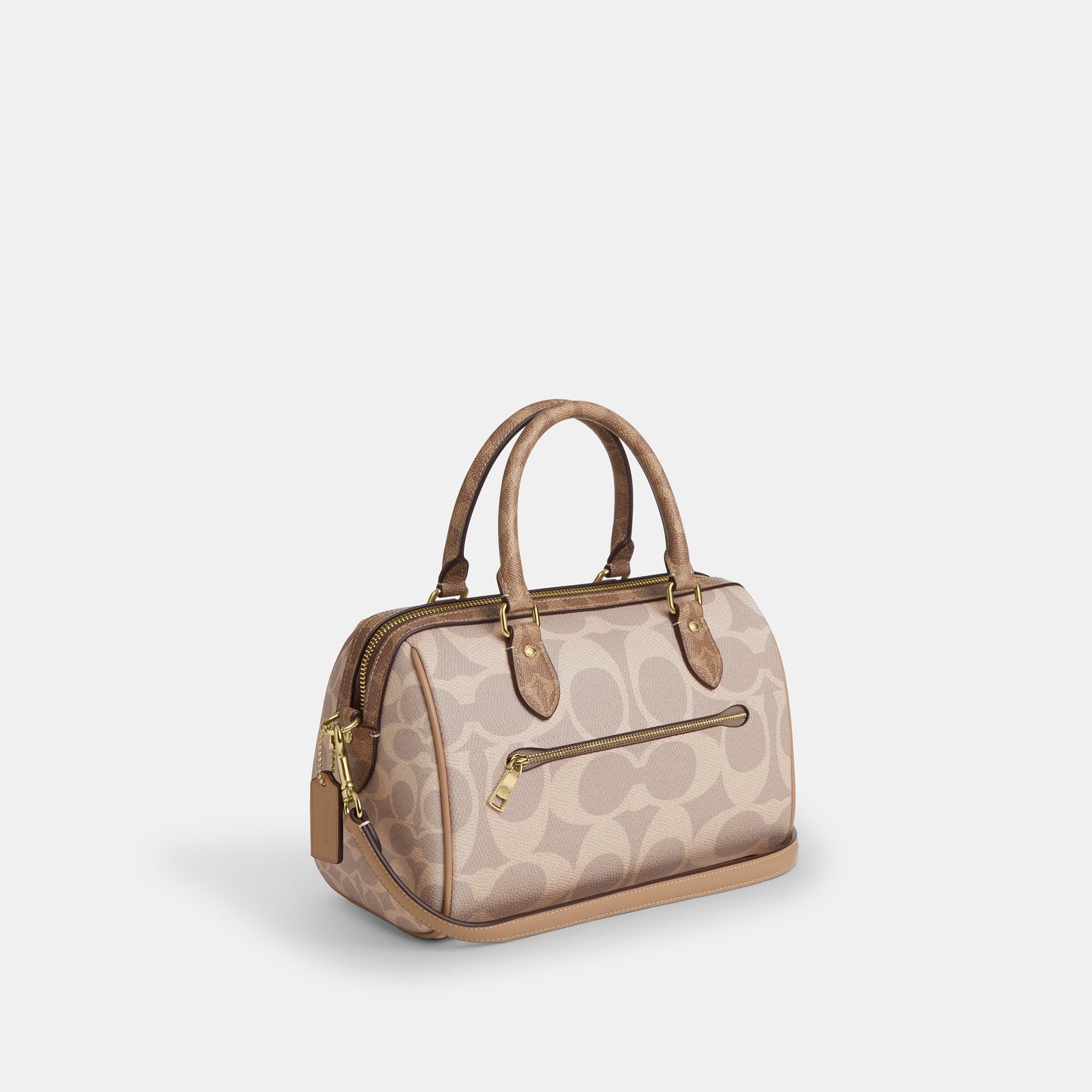 CY679-Rowan Satchel Bag In Blocked Signature Canvas-Im/Sand/Tan