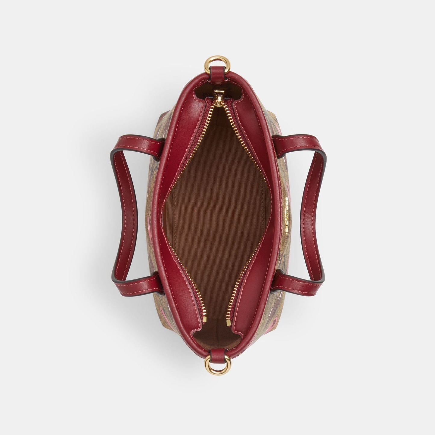 cy737-City Mini Tote Bag In Signature Canvas With Cherry Print-Im/Tan Multi