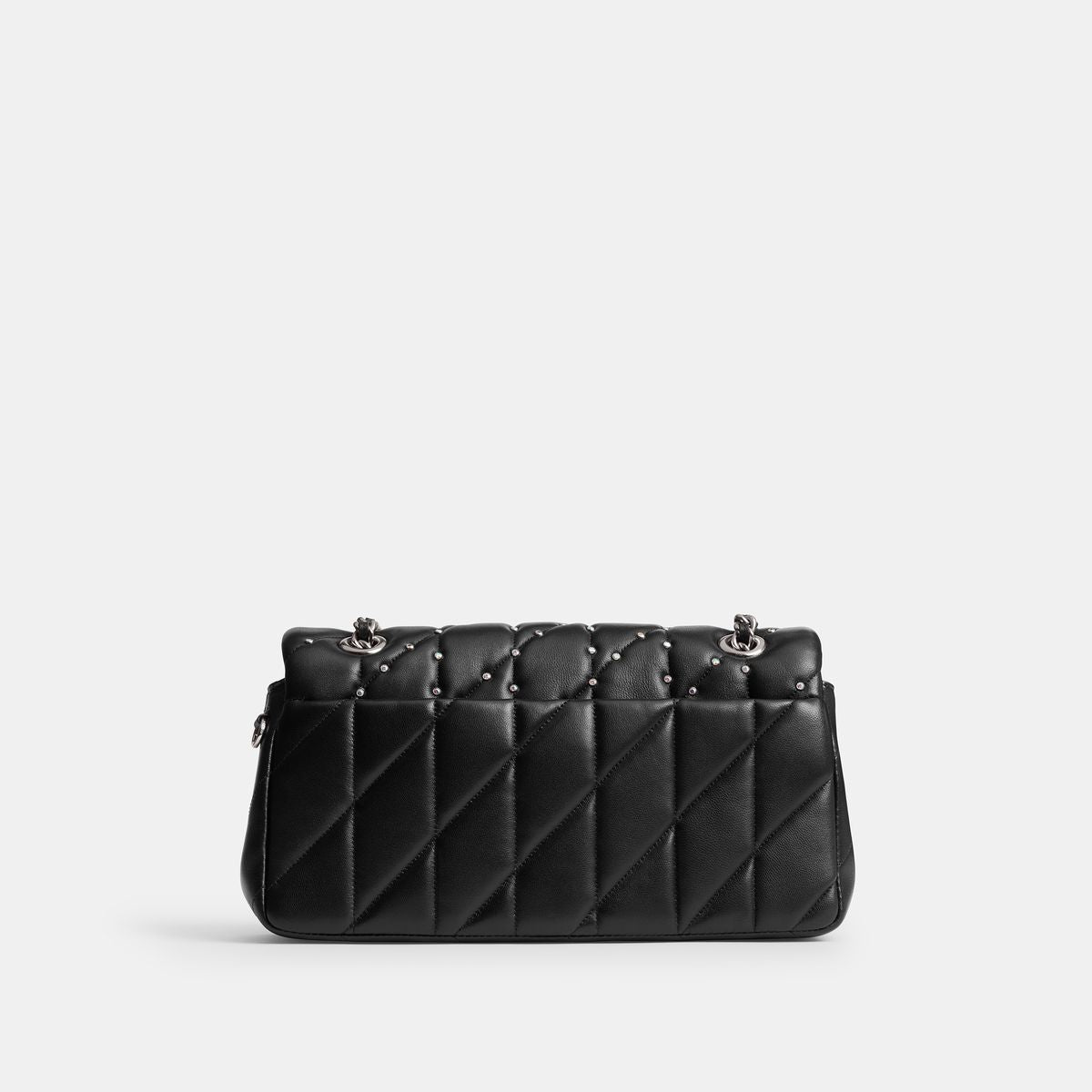 CY812-Tabby Shoulder Bag 26 With Pillow Quilting And Crystal Rivets-Lh/Black