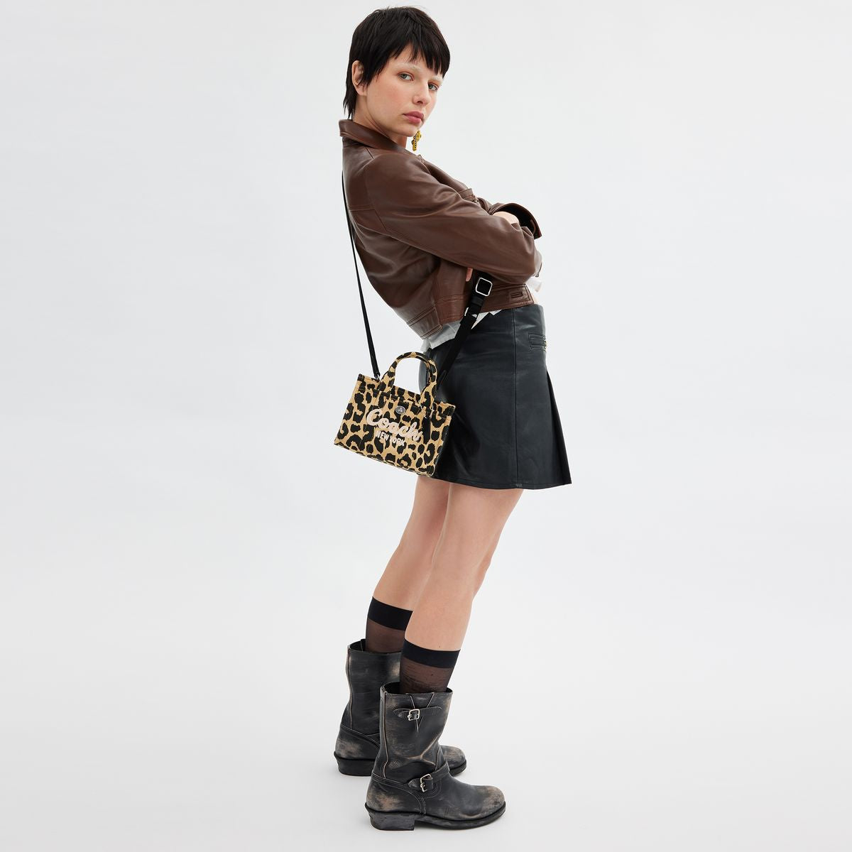 CZ099-Cargo Tote Bag 20 With Leopard Print-Lh/Black Multi