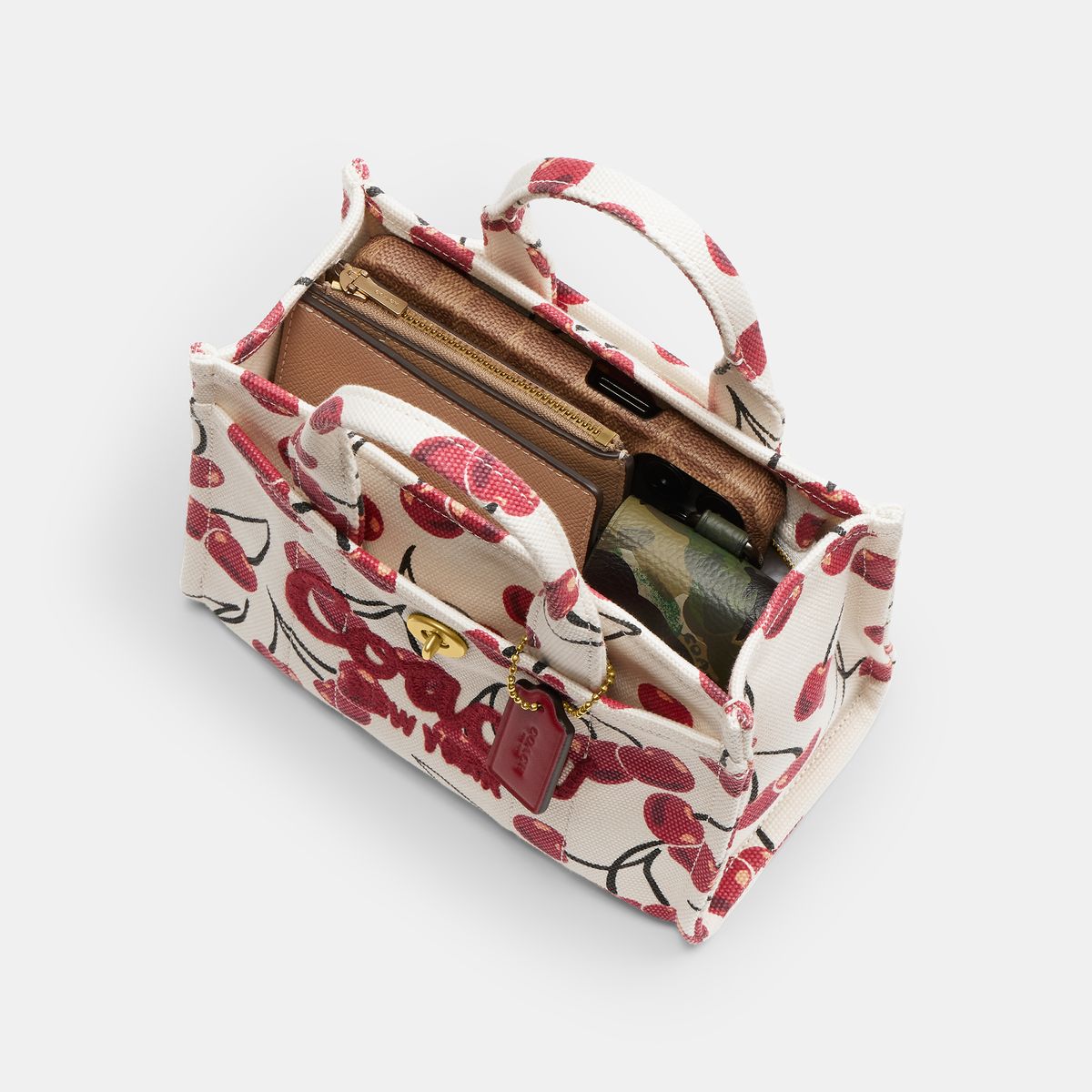 CZ104-Cargo Tote Bag 20 With Cherry Print-B4/Chalk Multi