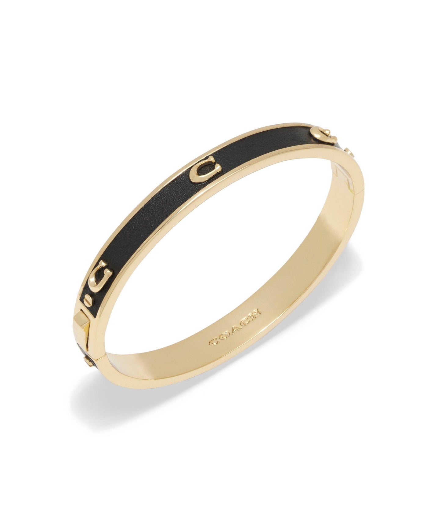 Signature Leather Bangle Bracelet-448363GLD-Black/Gold