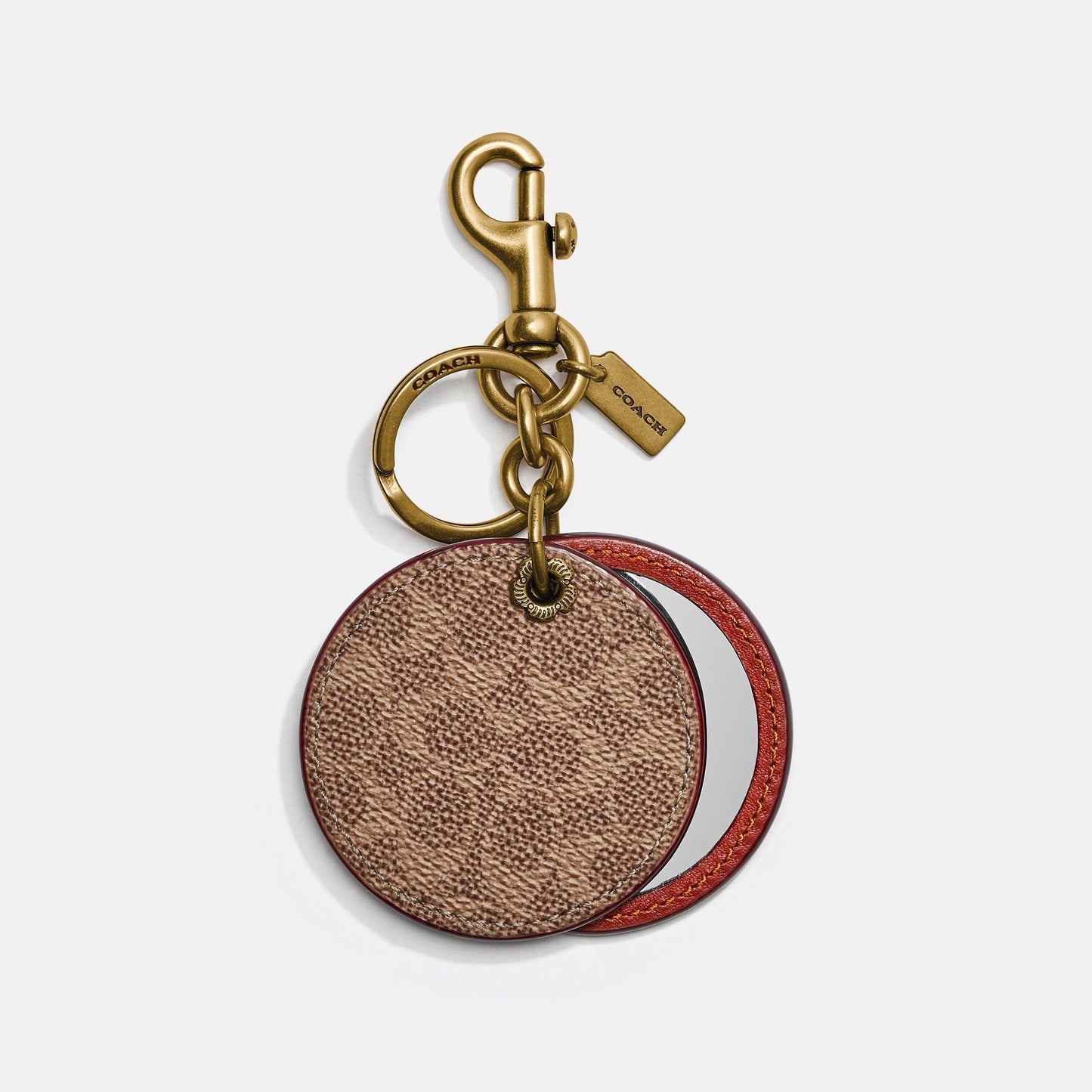 Mirror Bag Charm In Signature Canvas-5273-B4/Tan Sig C / Rust