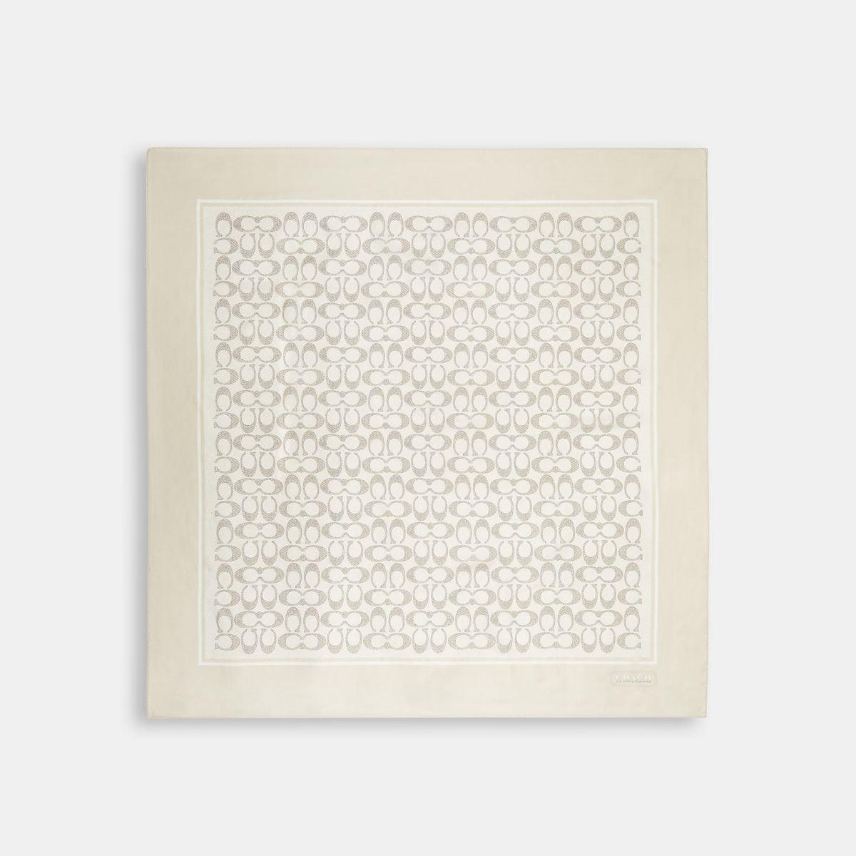 C2755-Vintage Signature Print Silk Square Scarf-Steam