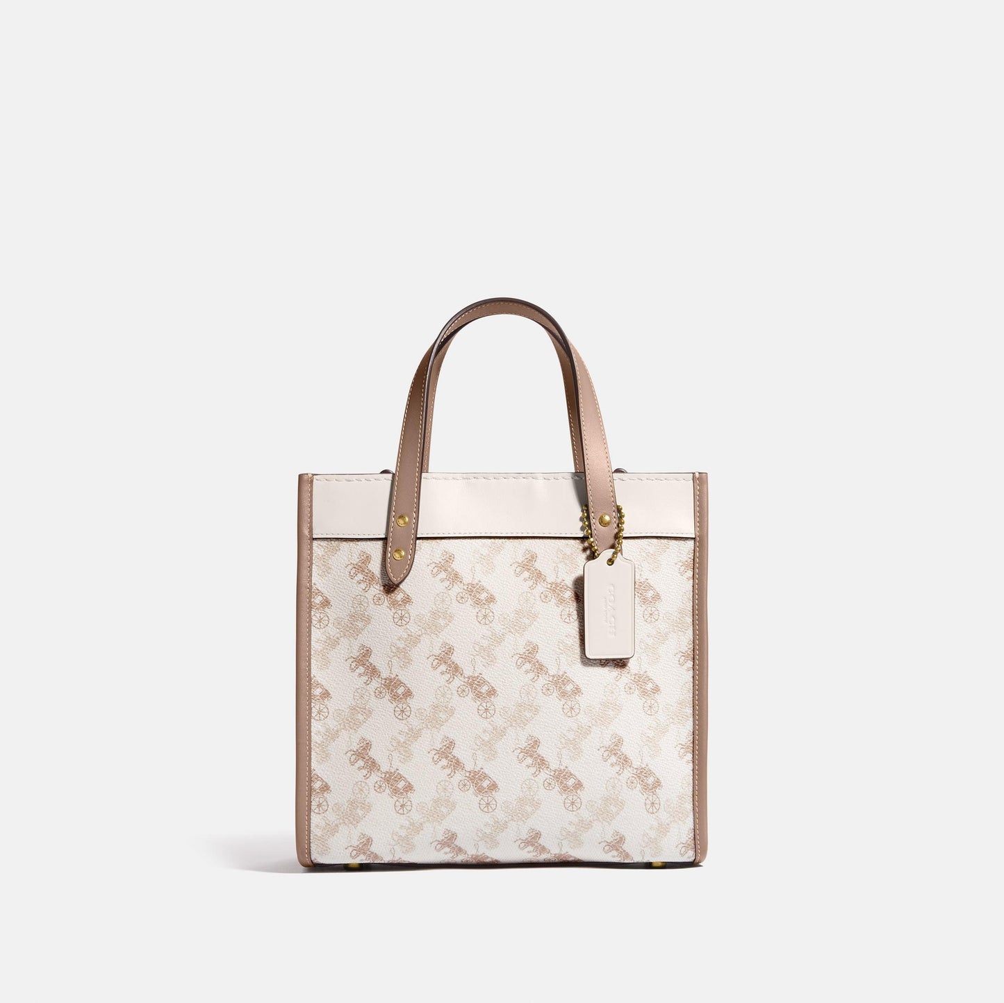 C3866-Field Tote 22 With Horse And Carriage Print-B4/Chalk Tan Taupe Multi