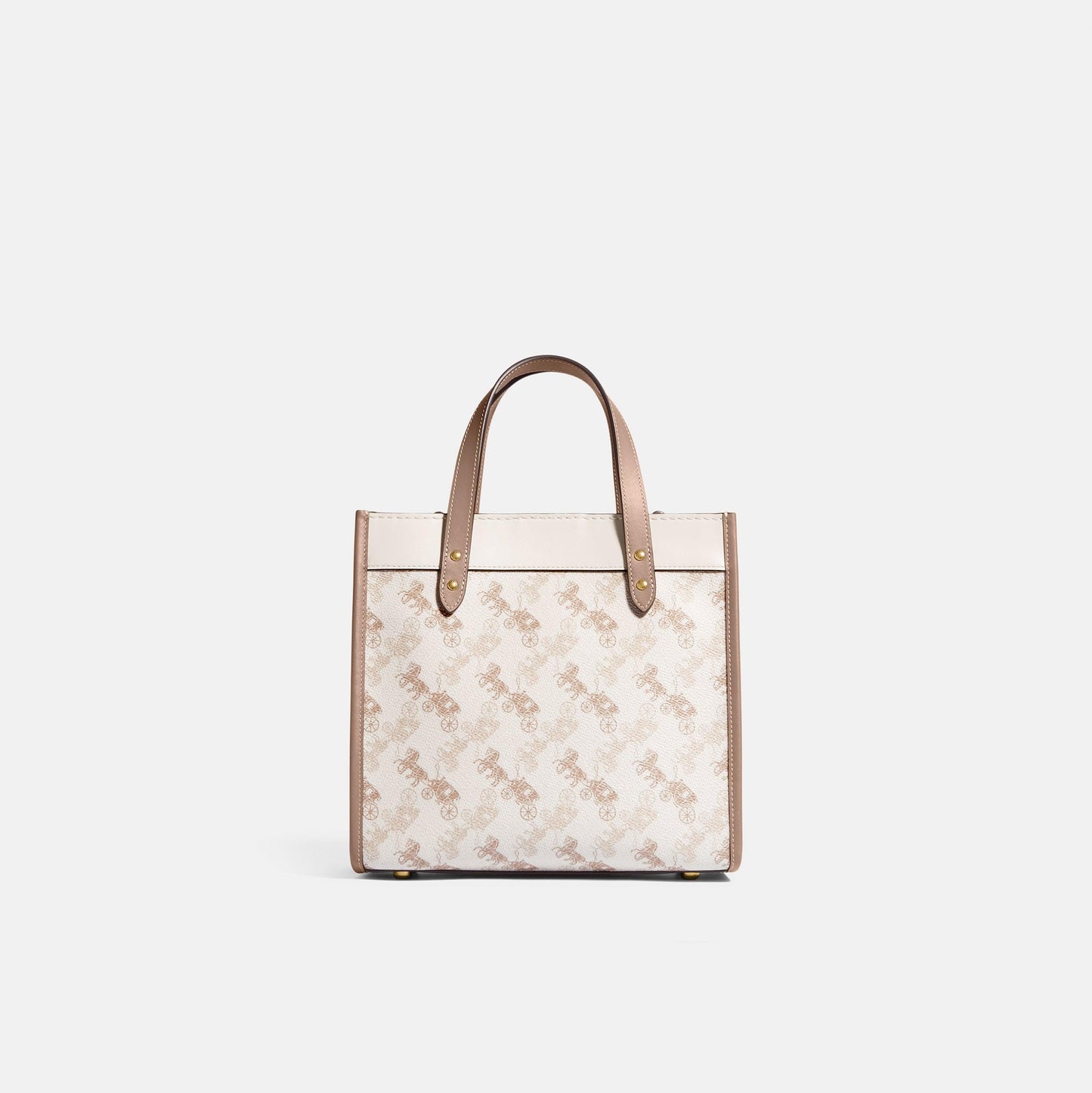 C3866-Field Tote 22 With Horse And Carriage Print-B4/Chalk Tan Taupe Multi