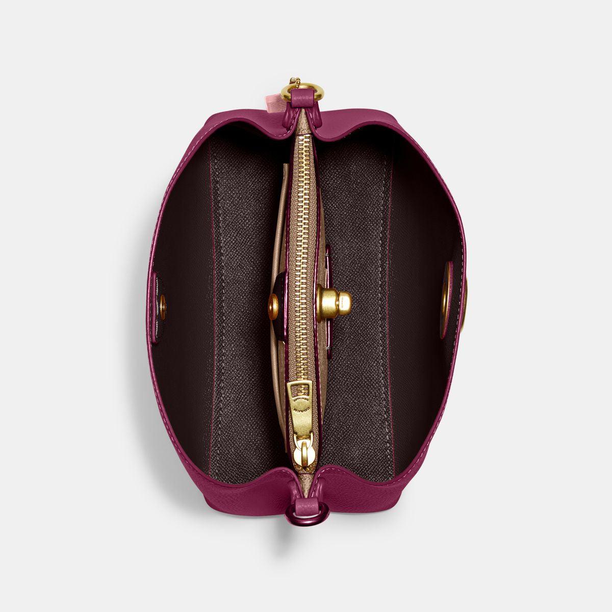 CA095-Willow Bucket Bag In Colorblock With Signature Canvas Interior-B4/Deep Plum Multi
